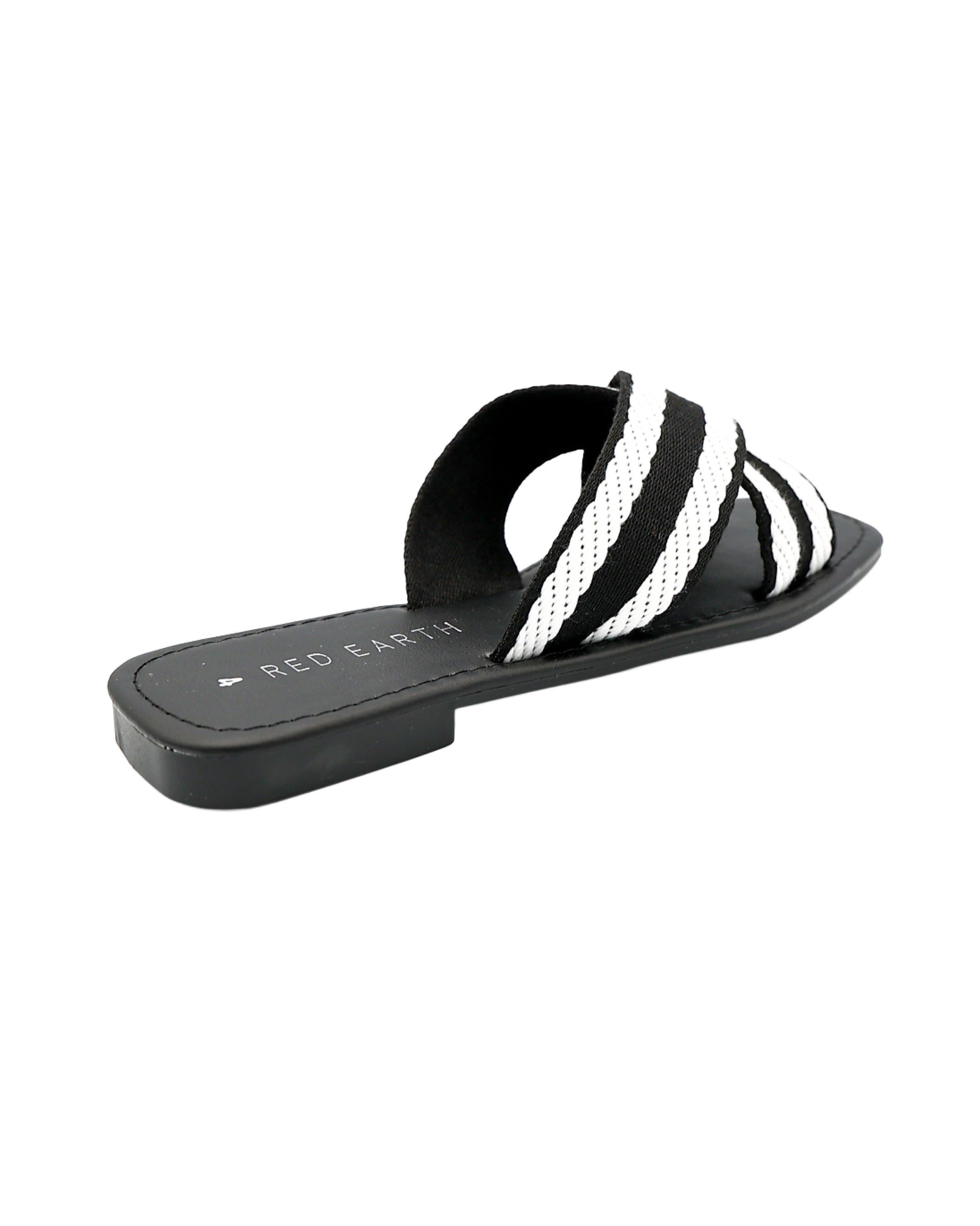 Black Braided Crossover Square Toe Sandal