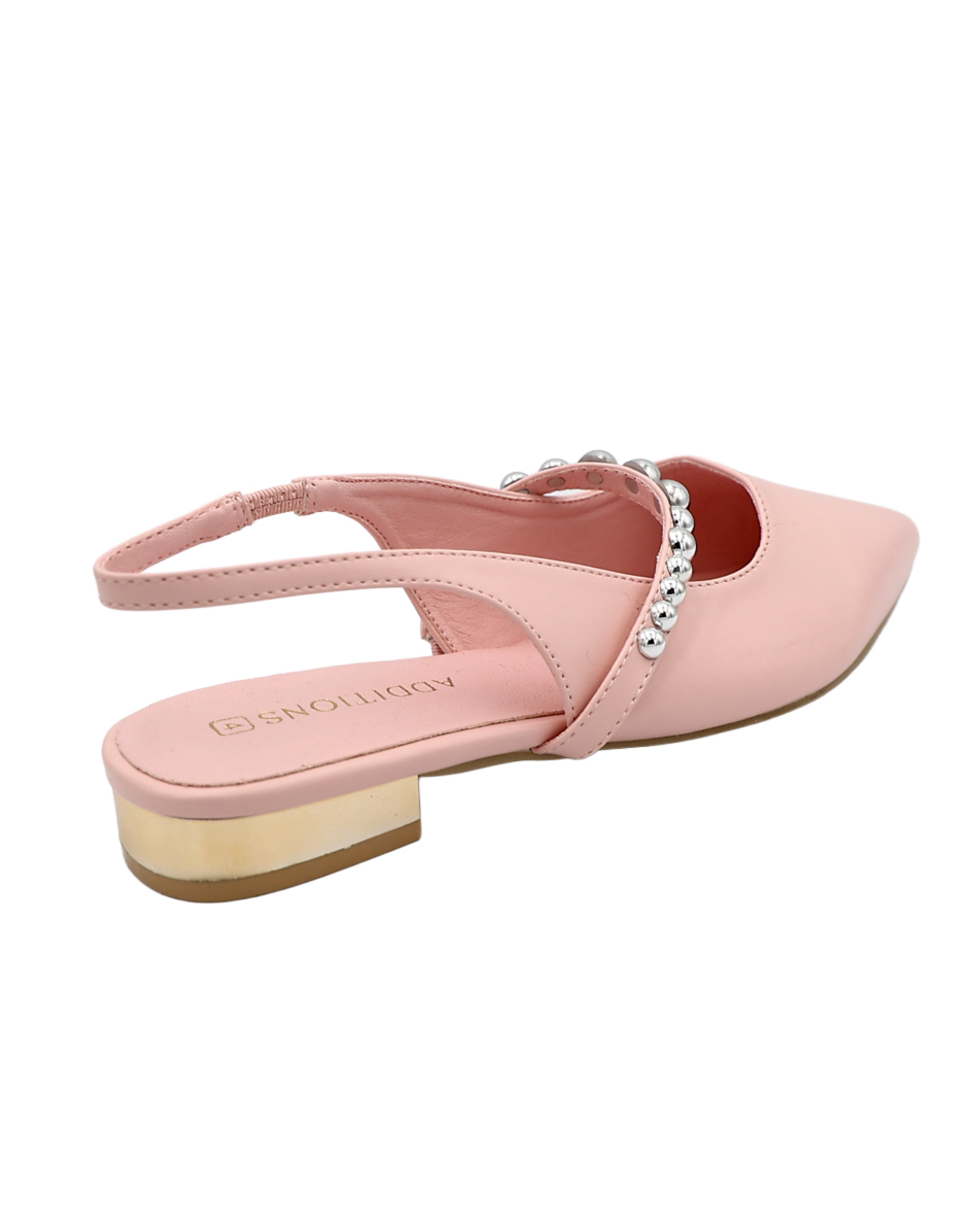 Pink Dome Studded Bar Slingback Pumps