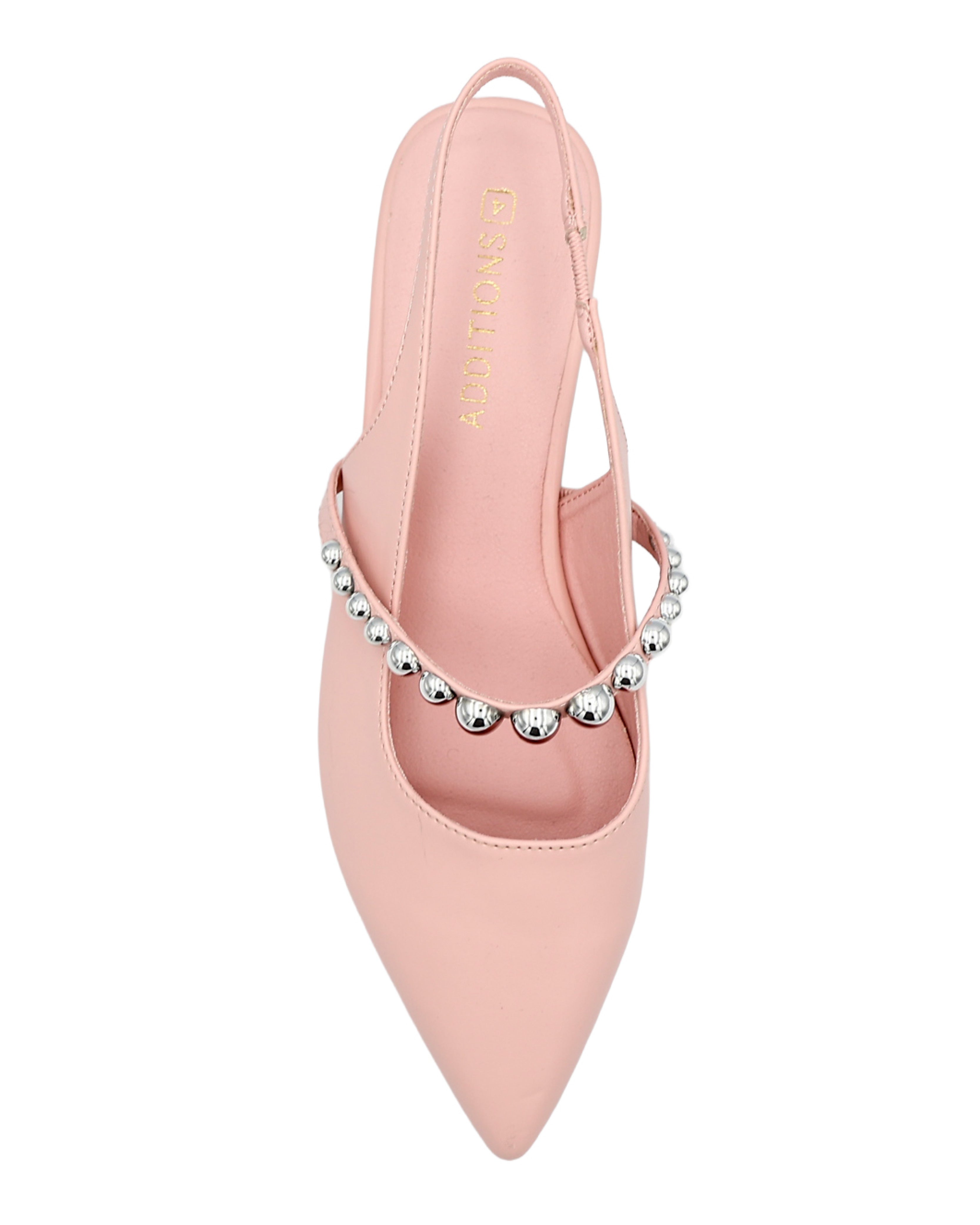 Pink Dome Studded Bar Slingback Pumps