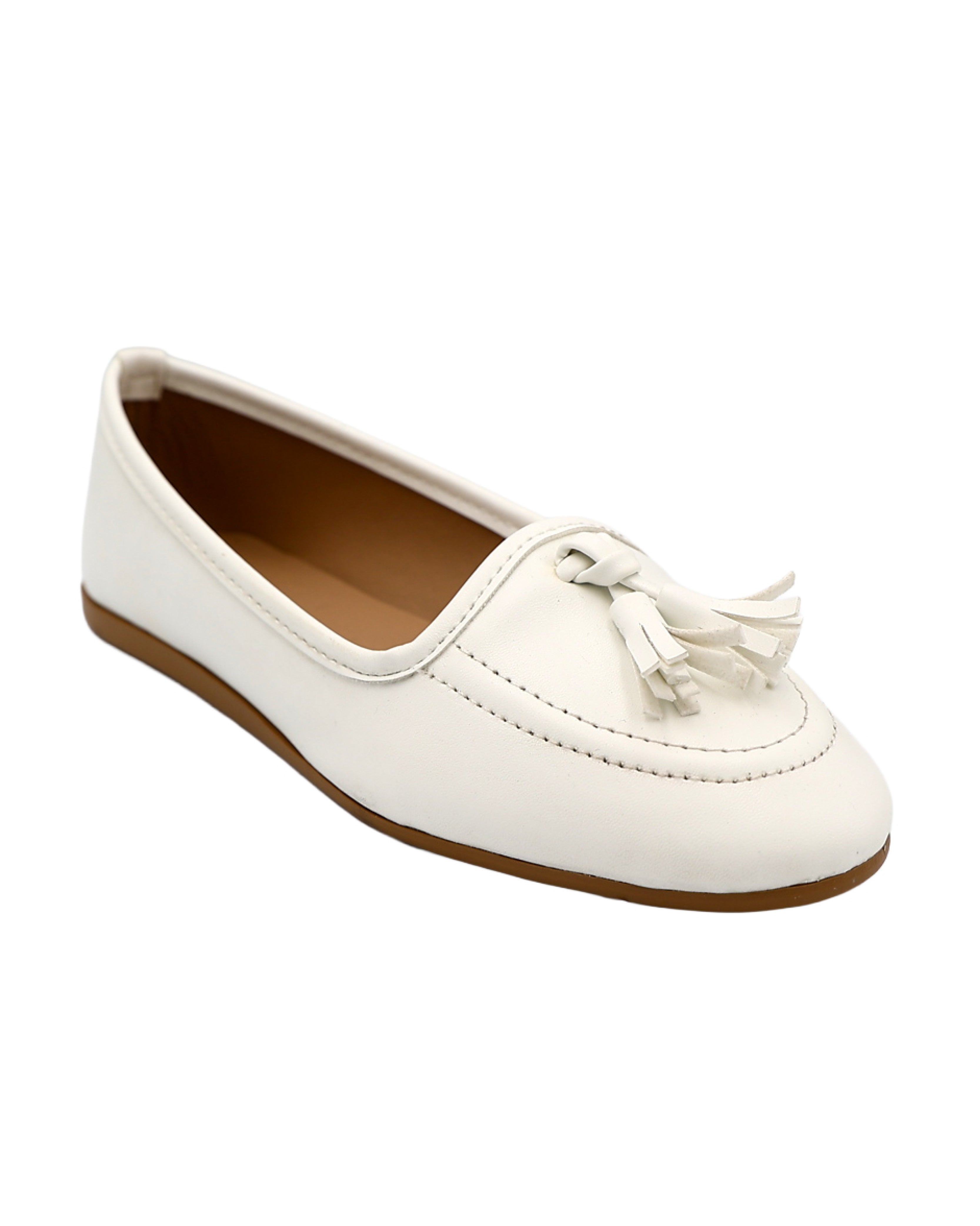 White Tassel Slip-On Pumps