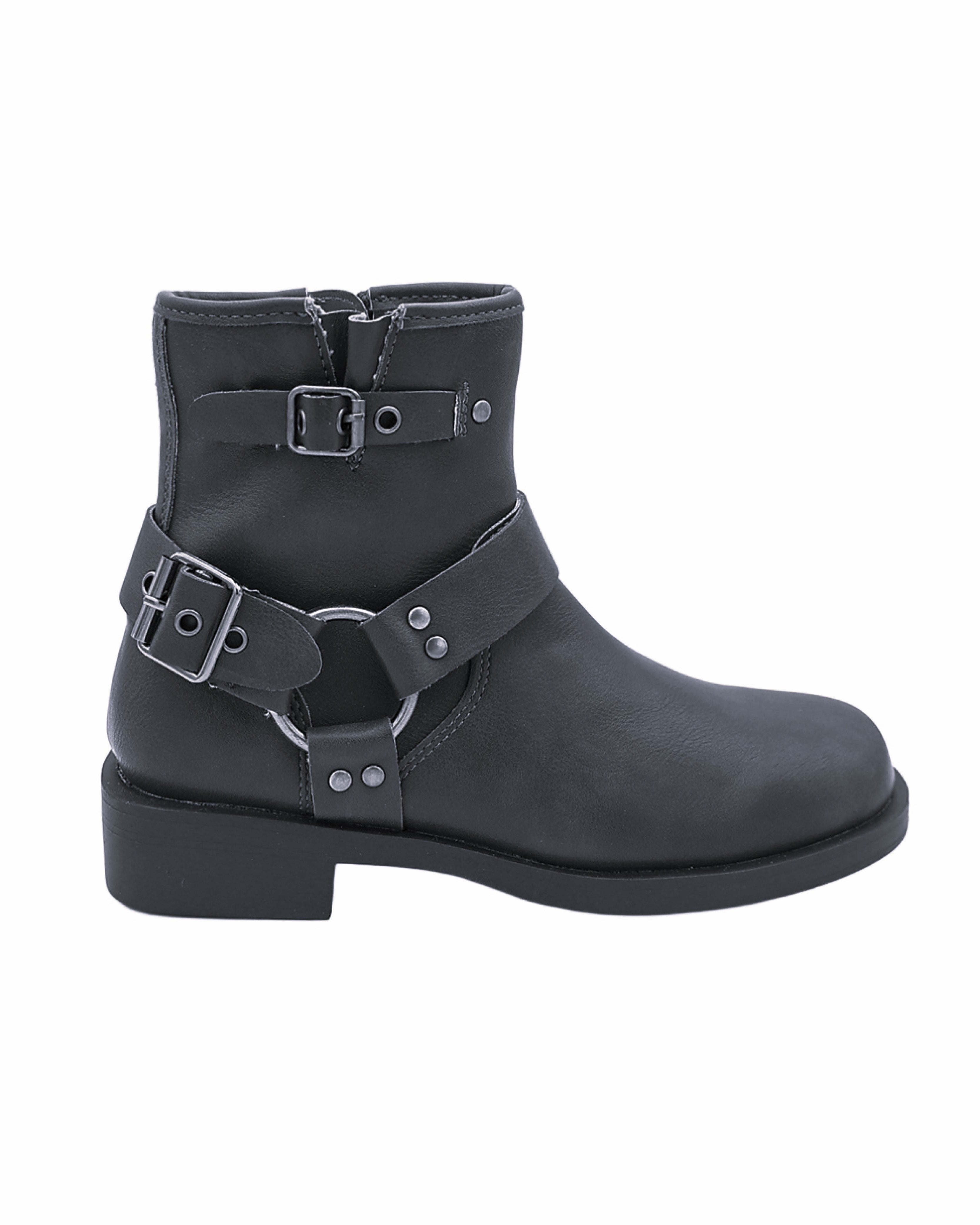 Girls Black Zip Up Biker Boot