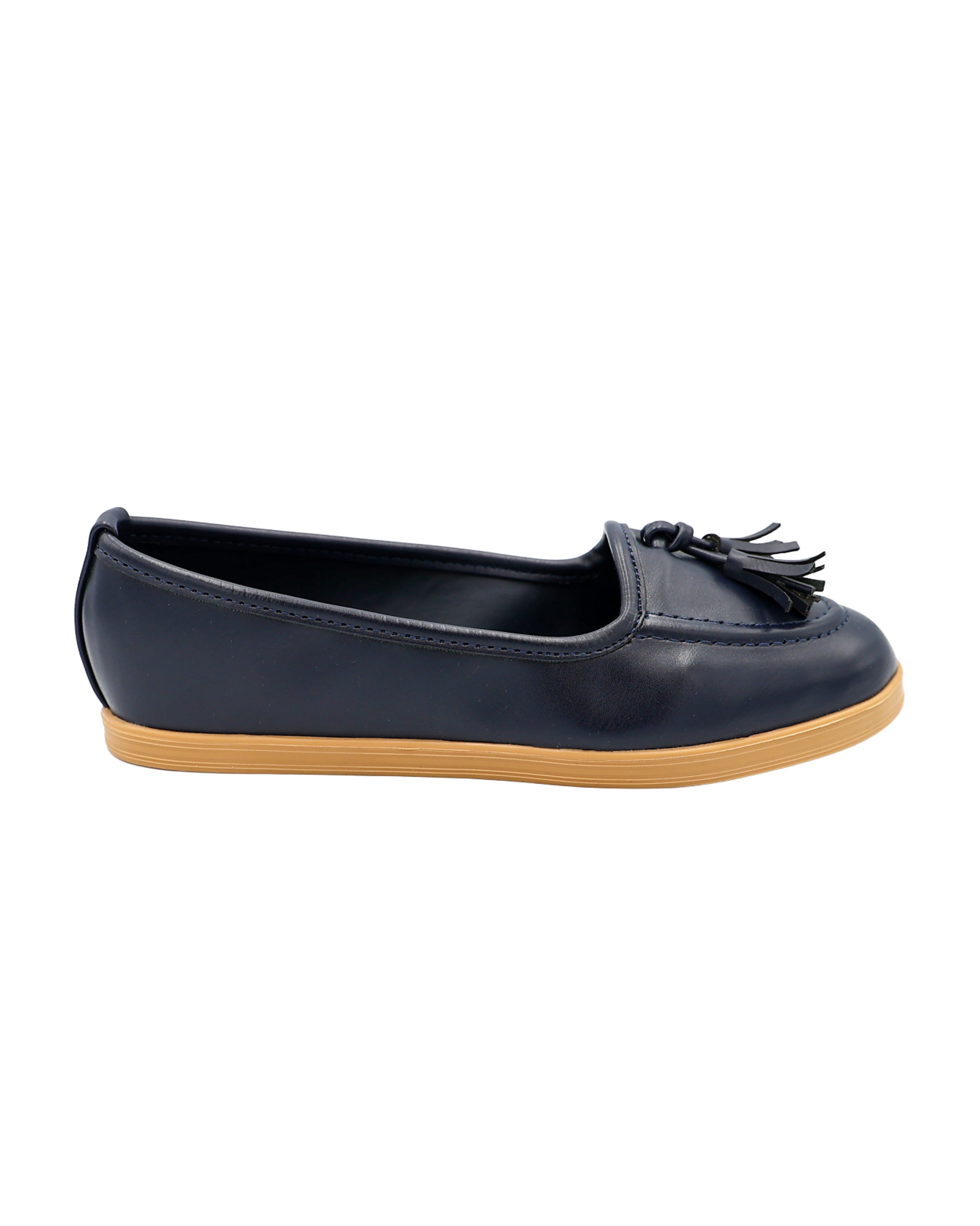 Navy Tassel Slip-On Pumps