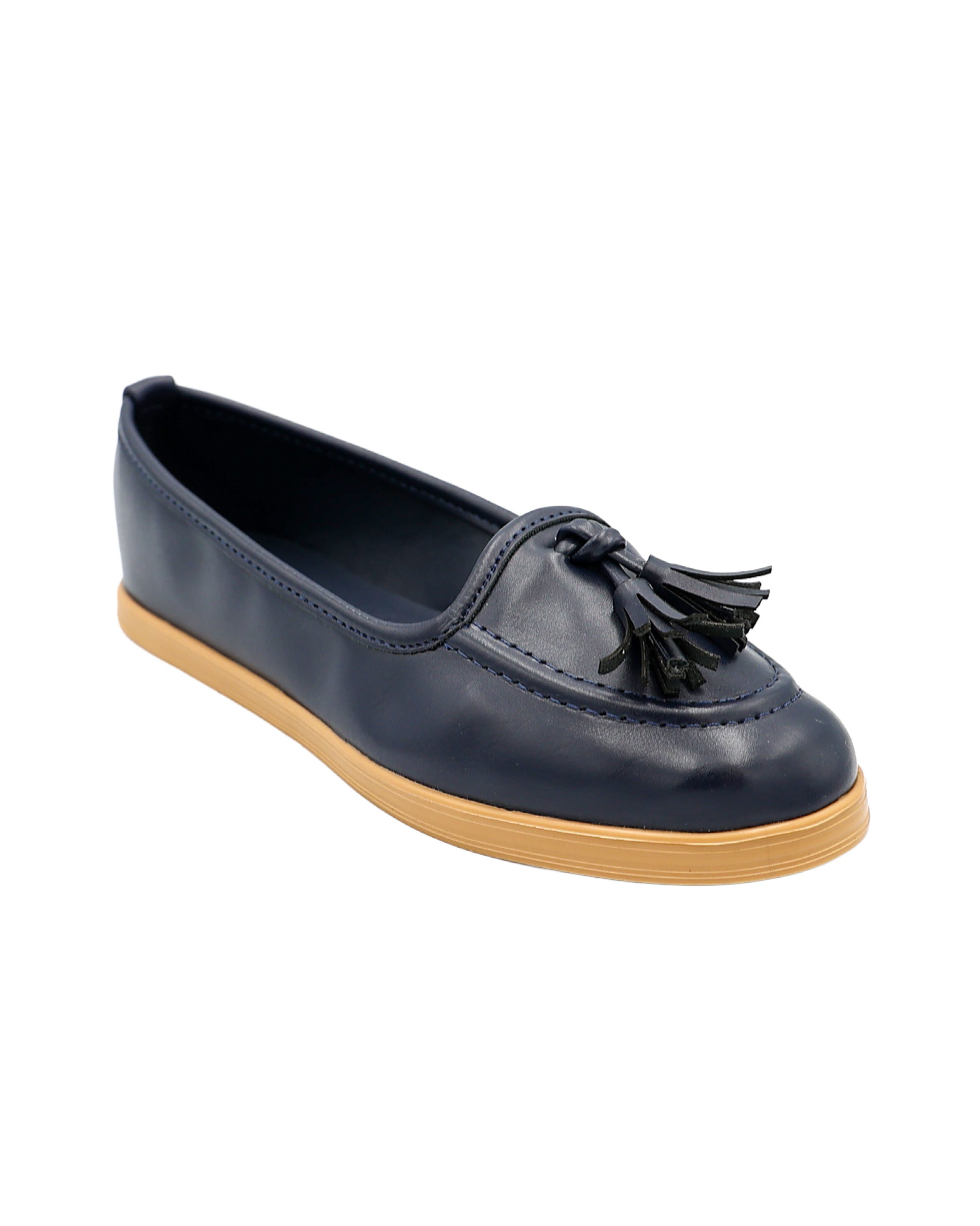Navy Tassel Slip-On Pumps