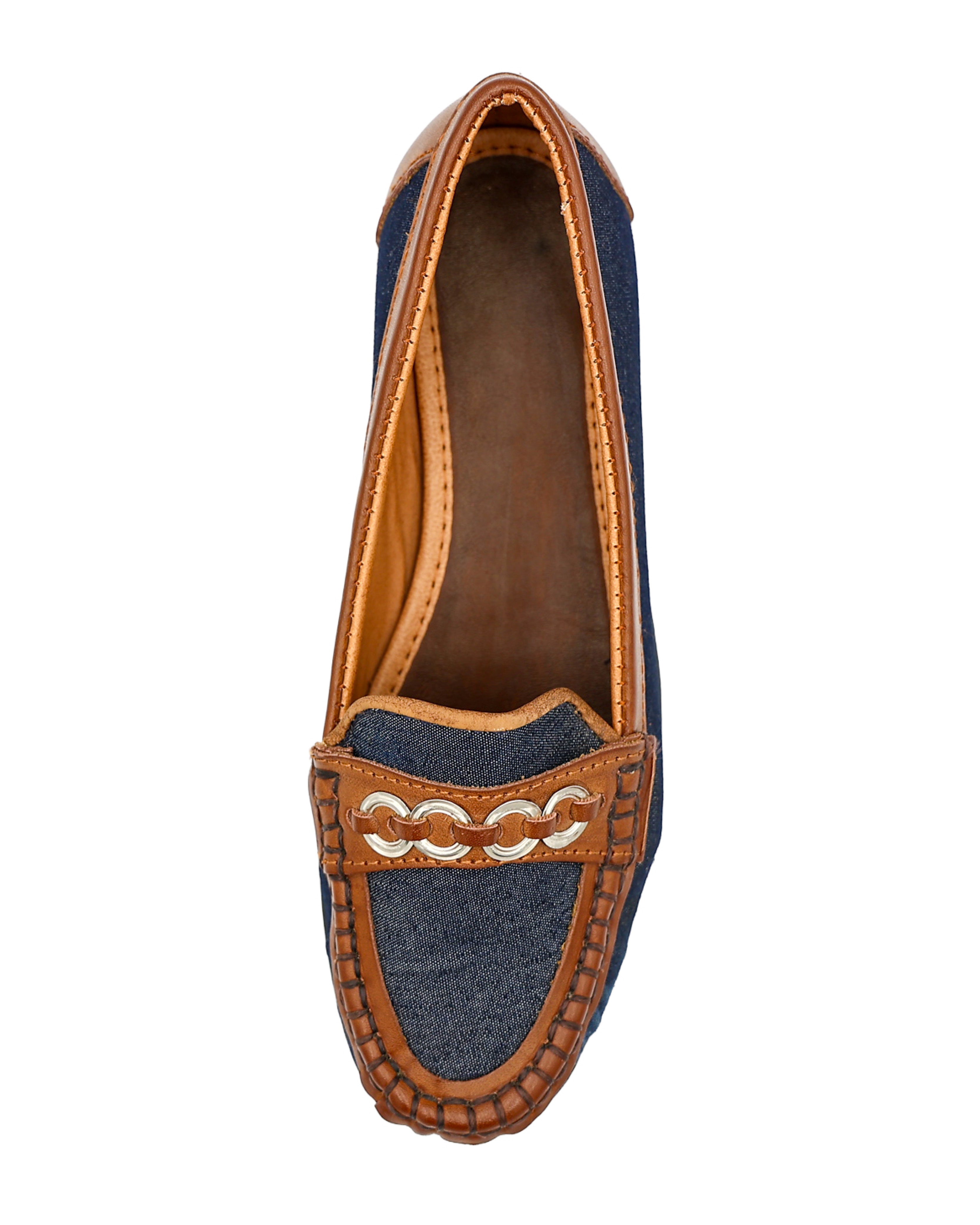 Denim Embellished Driver Shoes