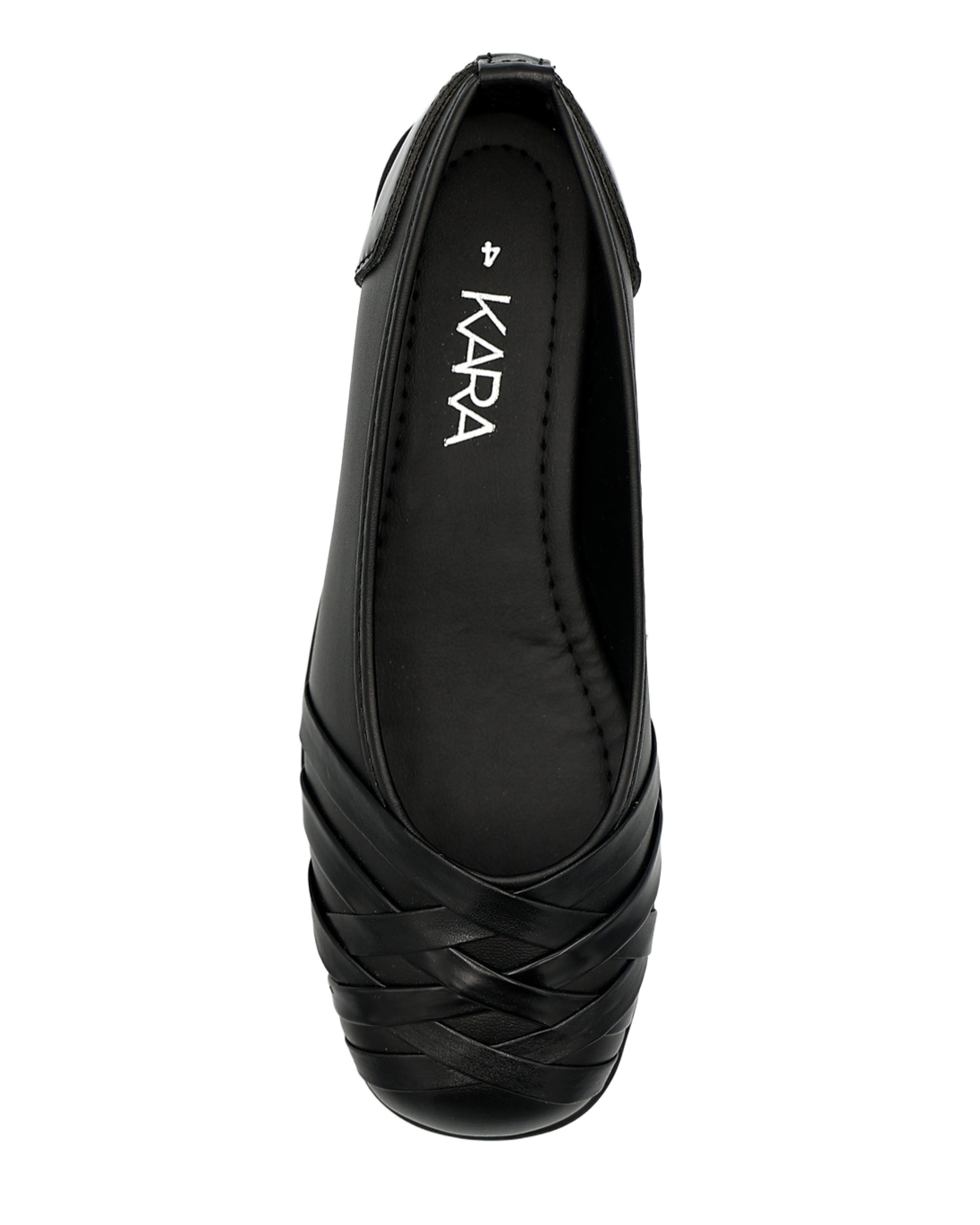 Black Strap Overlay Wedge Shoes