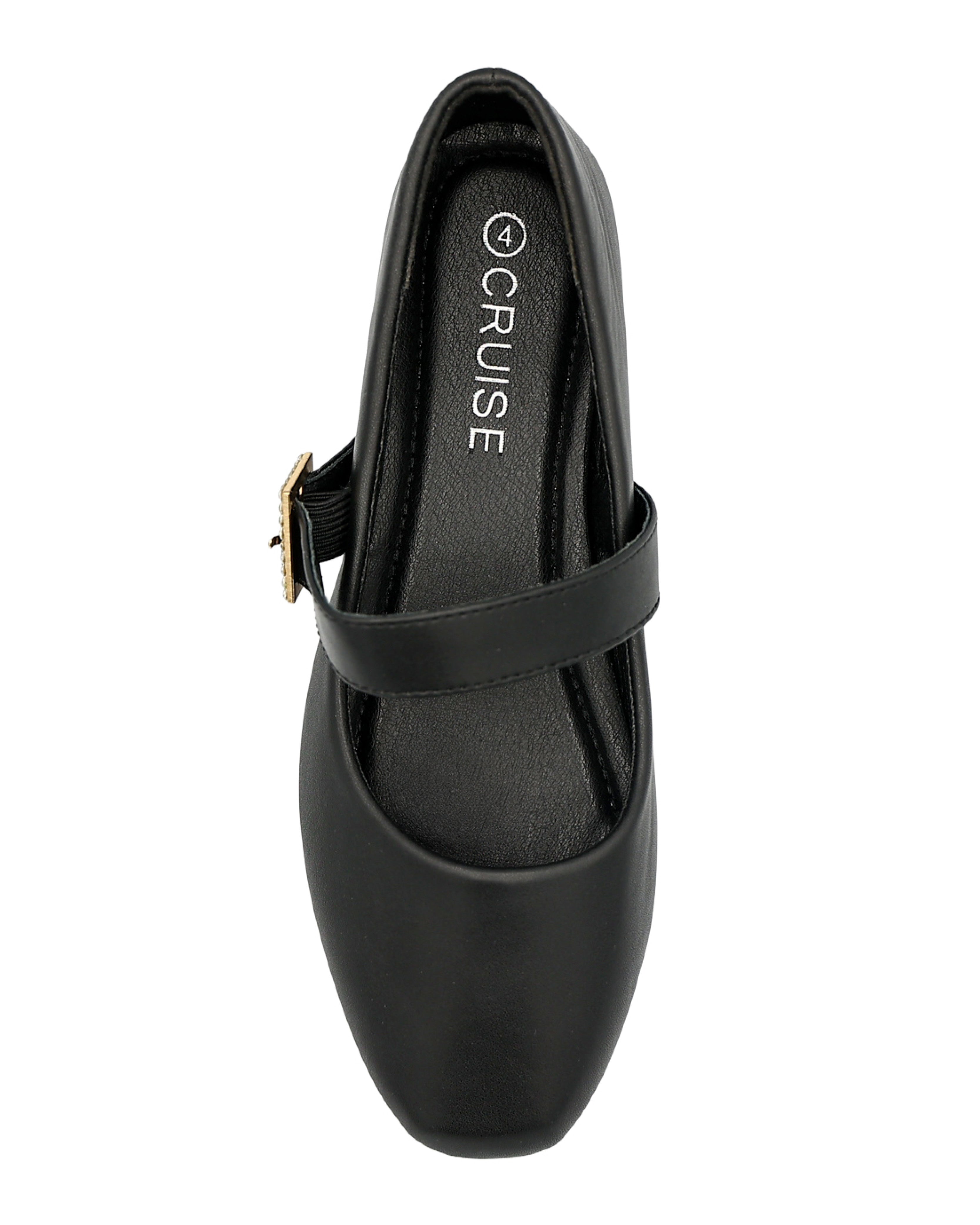 Black Embellished Buckle Bar Pumps