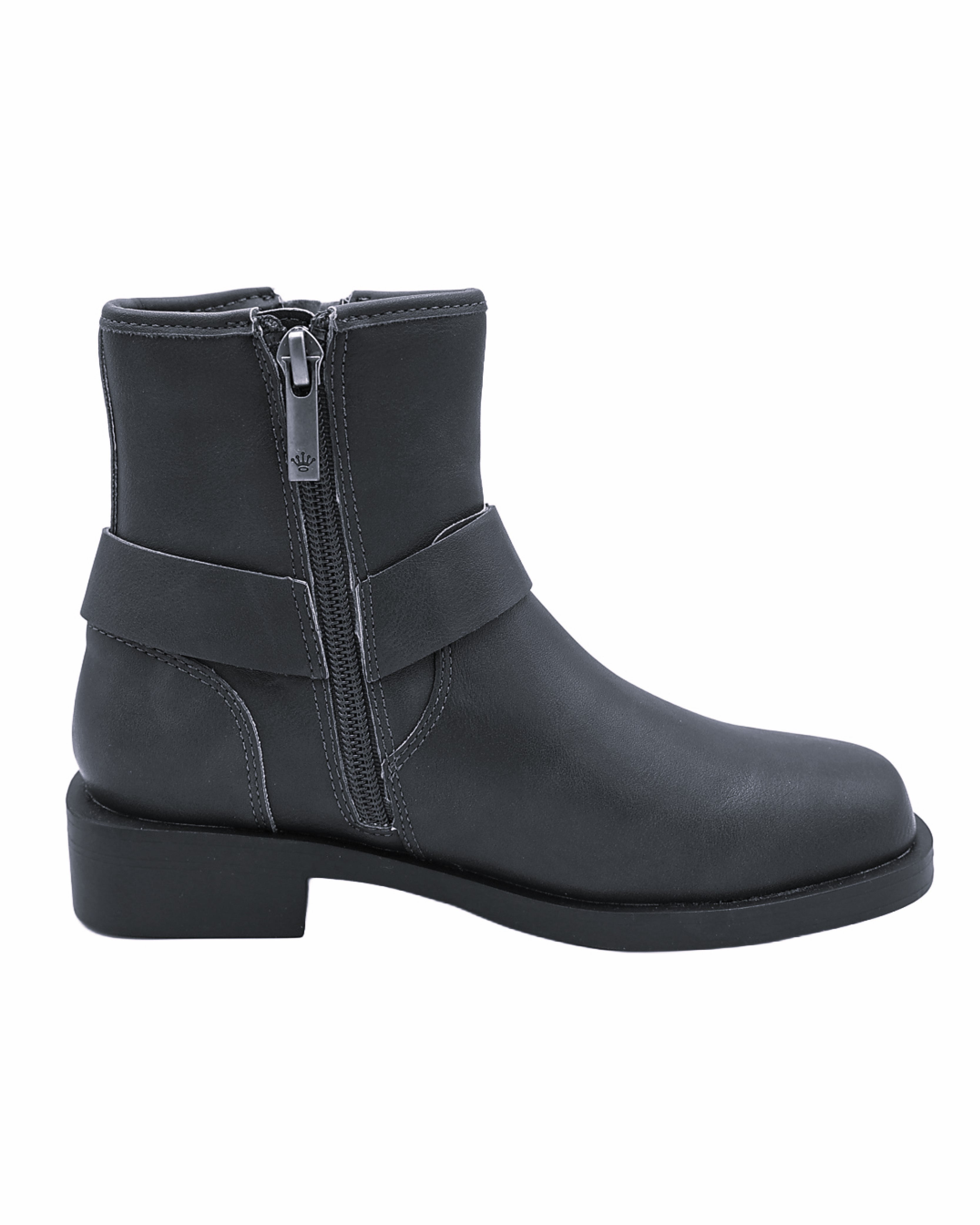Girls Black Zip Up Biker Boot