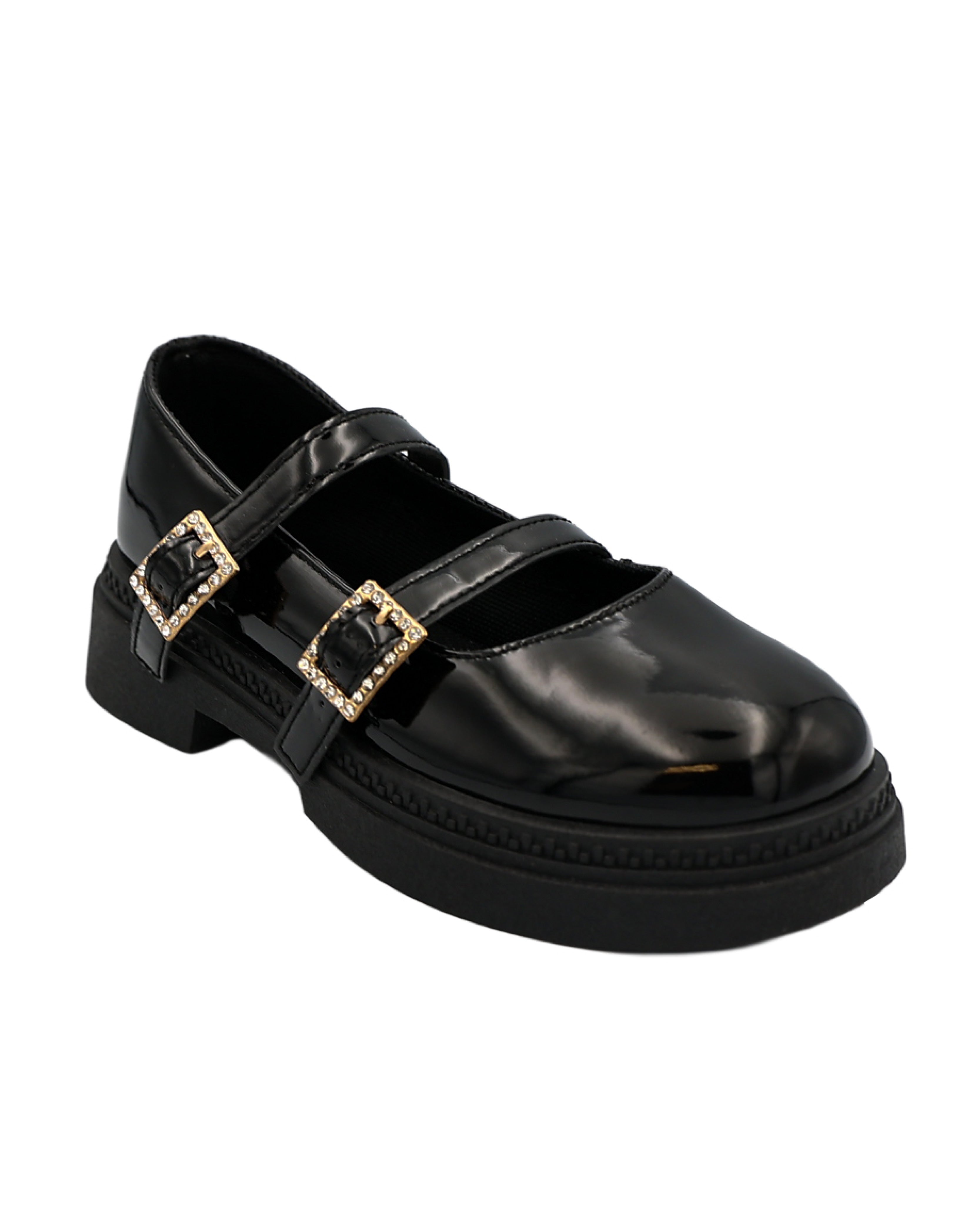 Girls Black Chunky Boyfriend Shoes