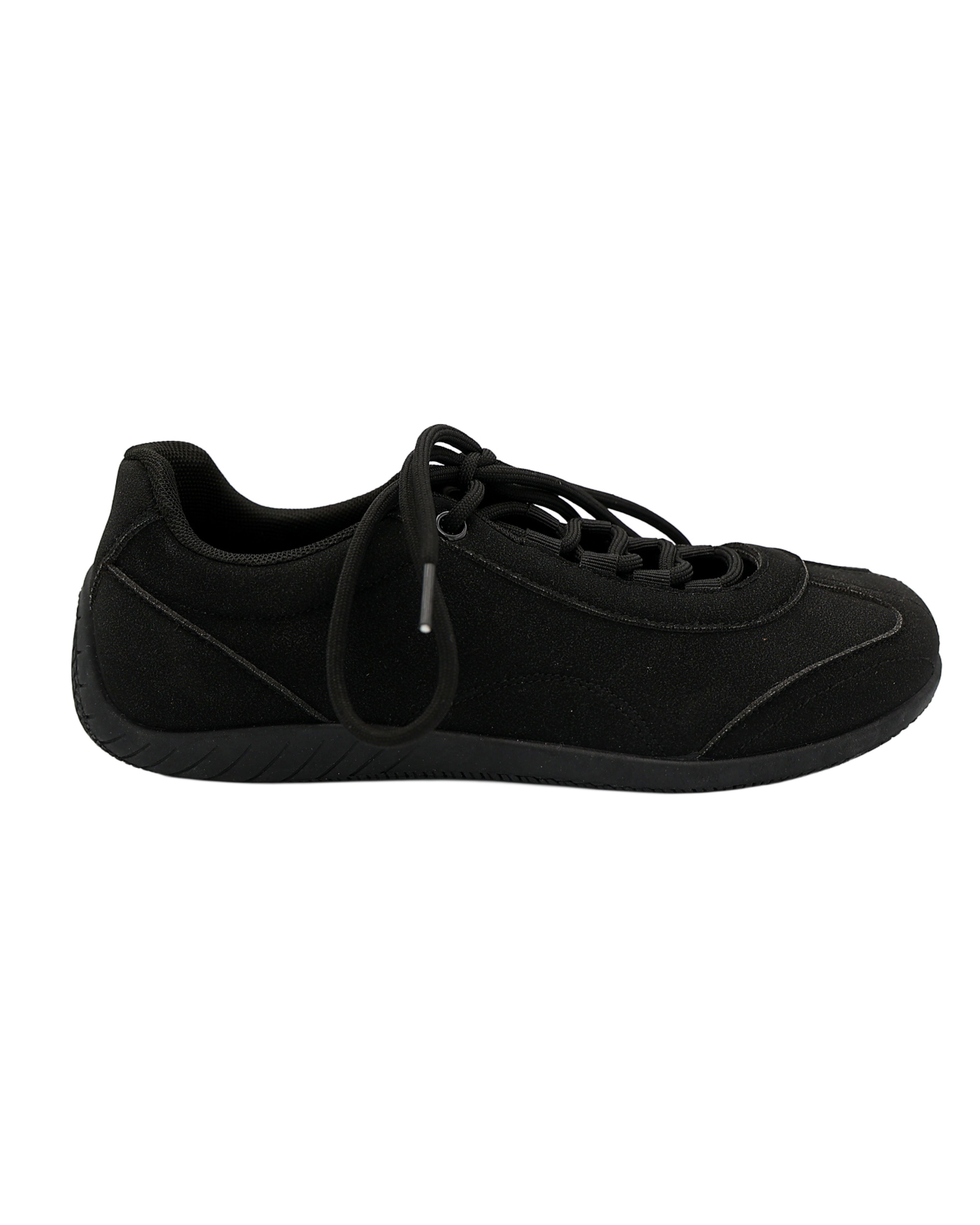 Black Microfibre Lace Up Sneakerina