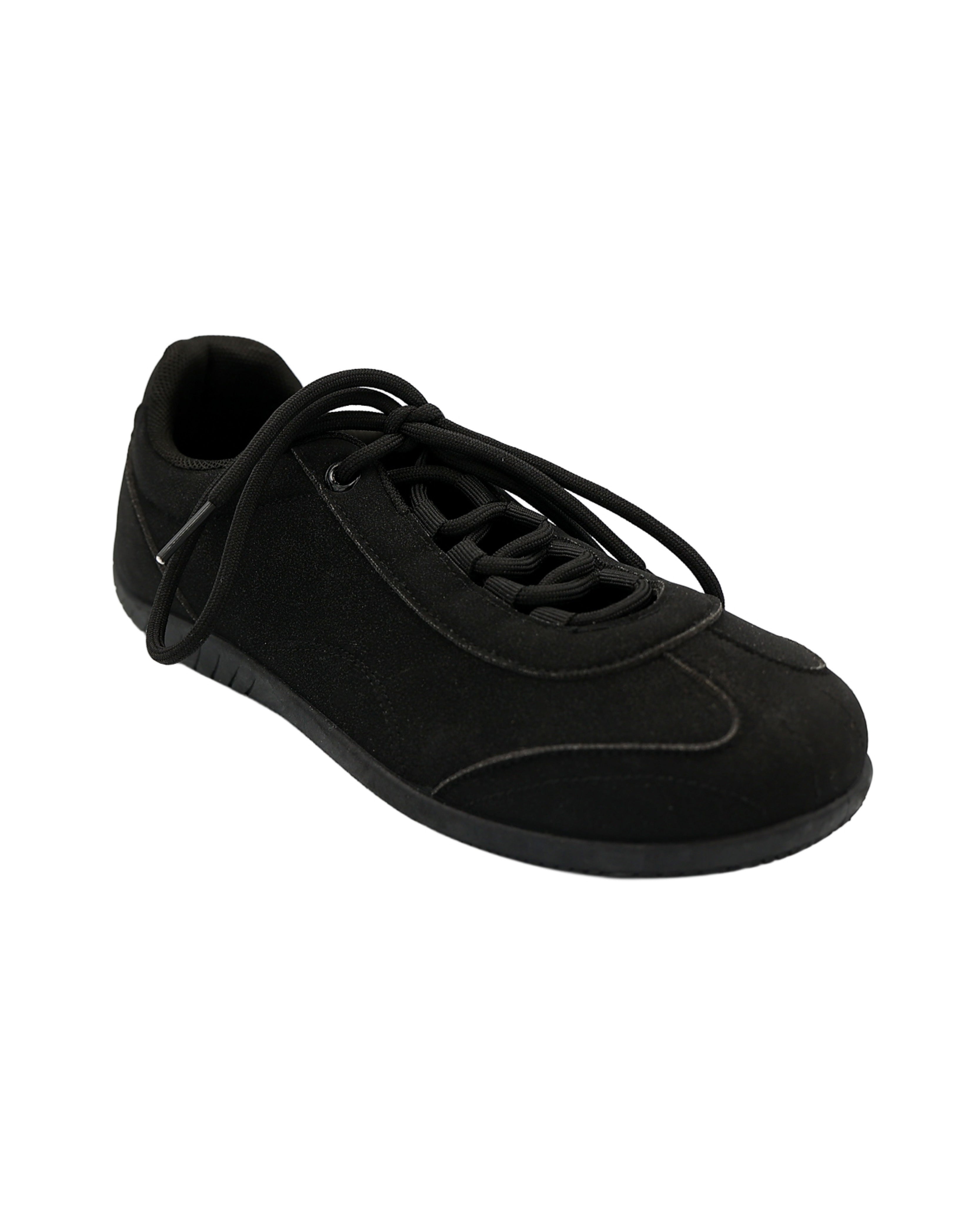 Black Microfibre Lace Up Sneakerina