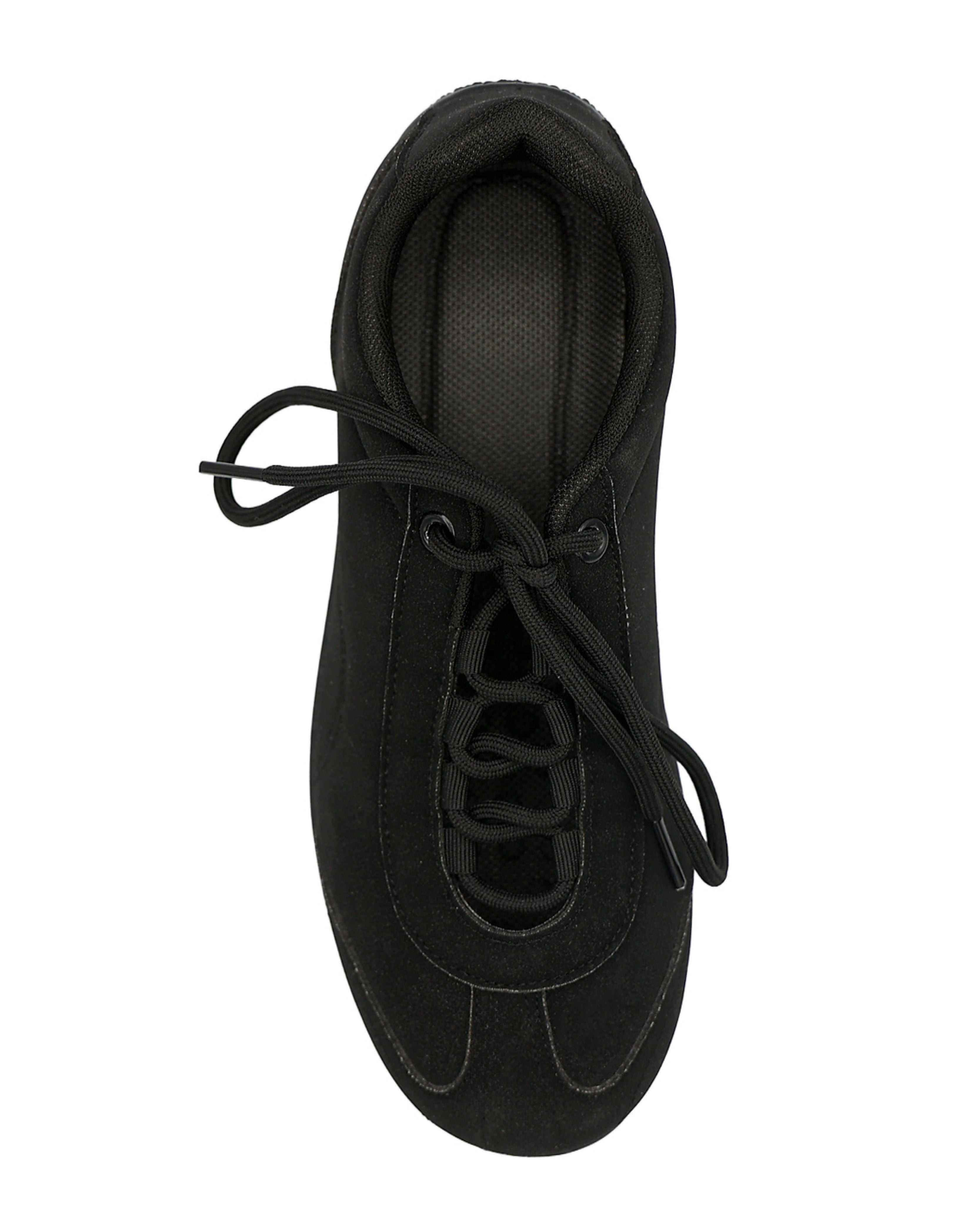 Black Microfibre Lace Up Sneakerina