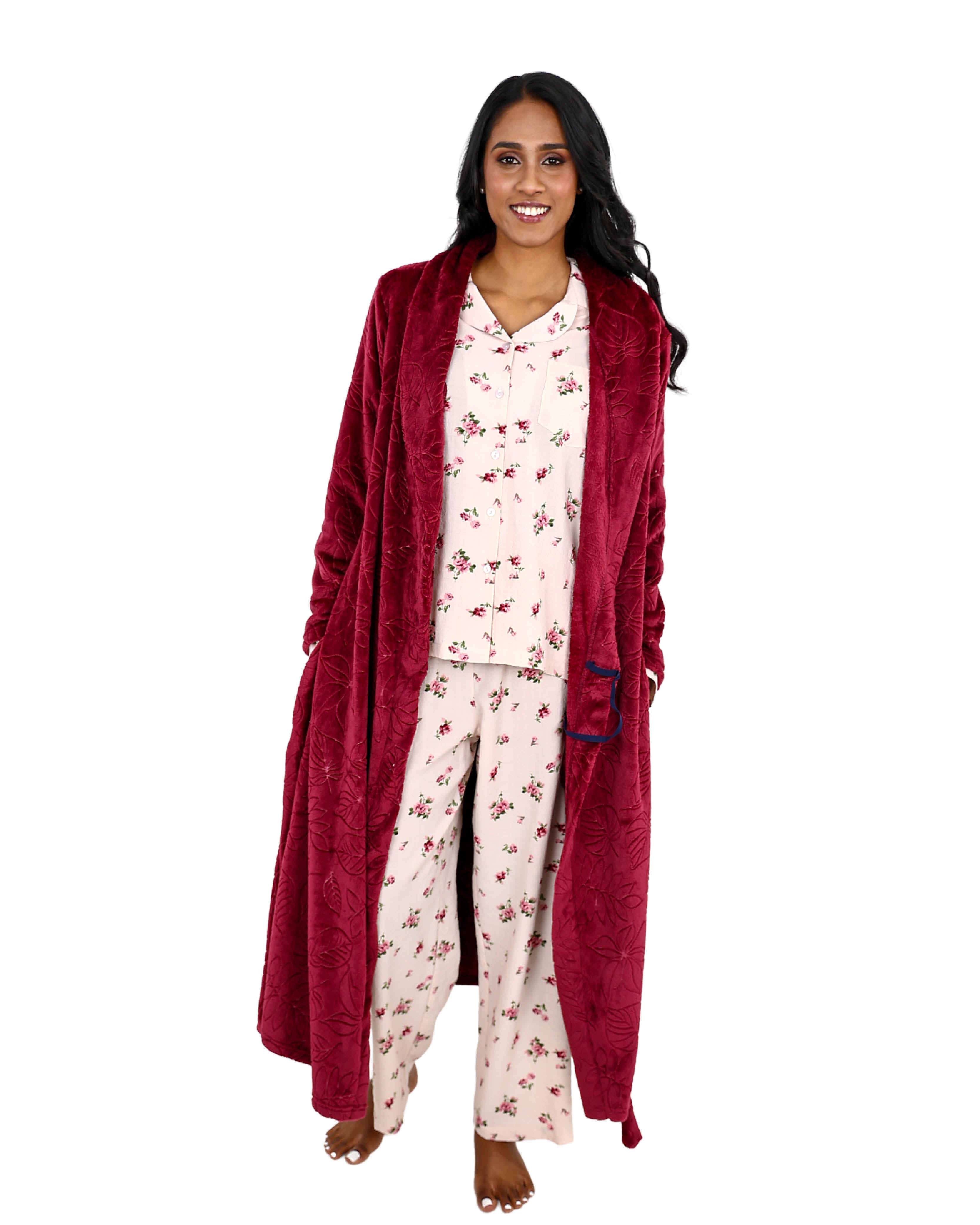 Burgundy Coral Fleece Gown