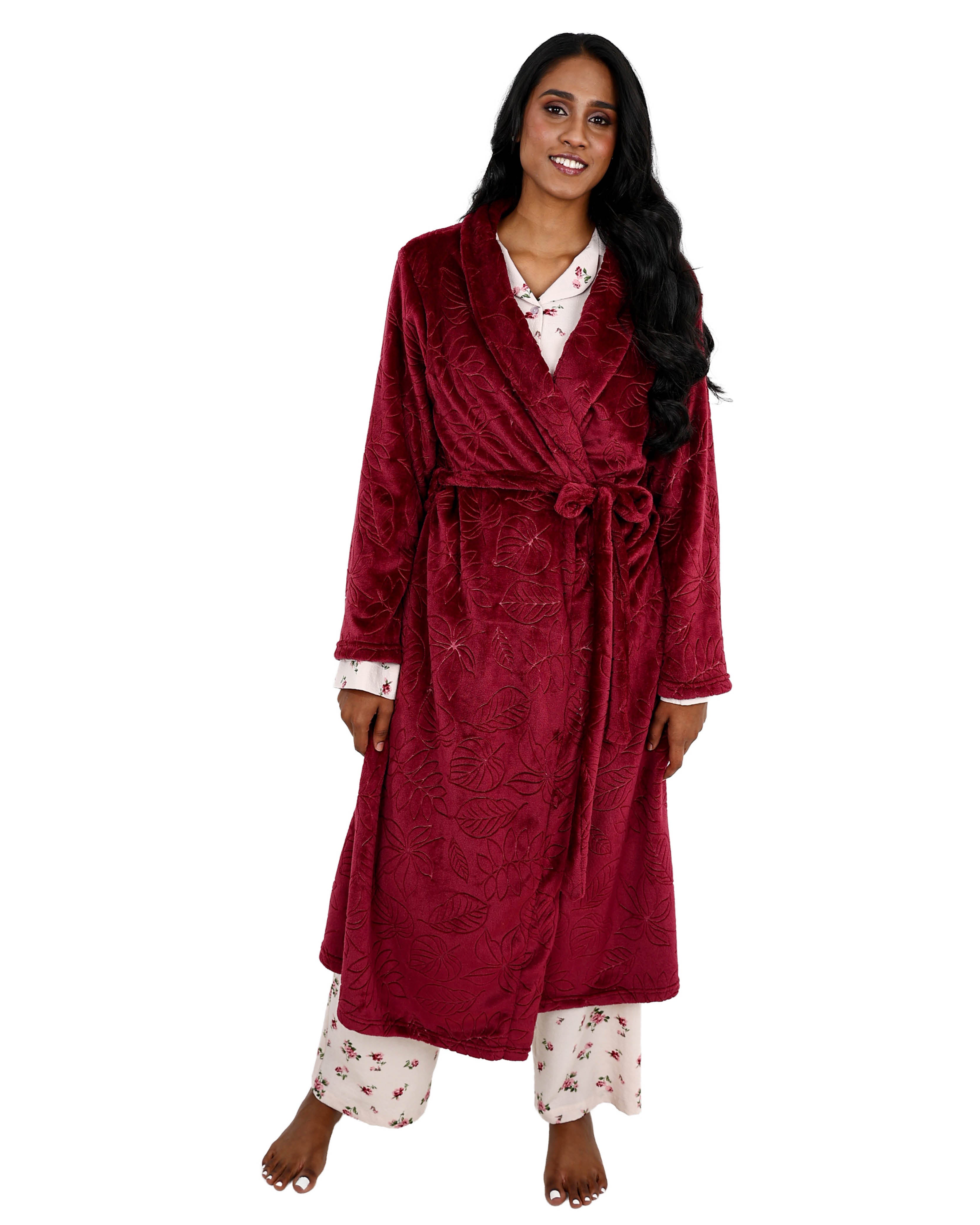 Burgundy Coral Fleece Gown