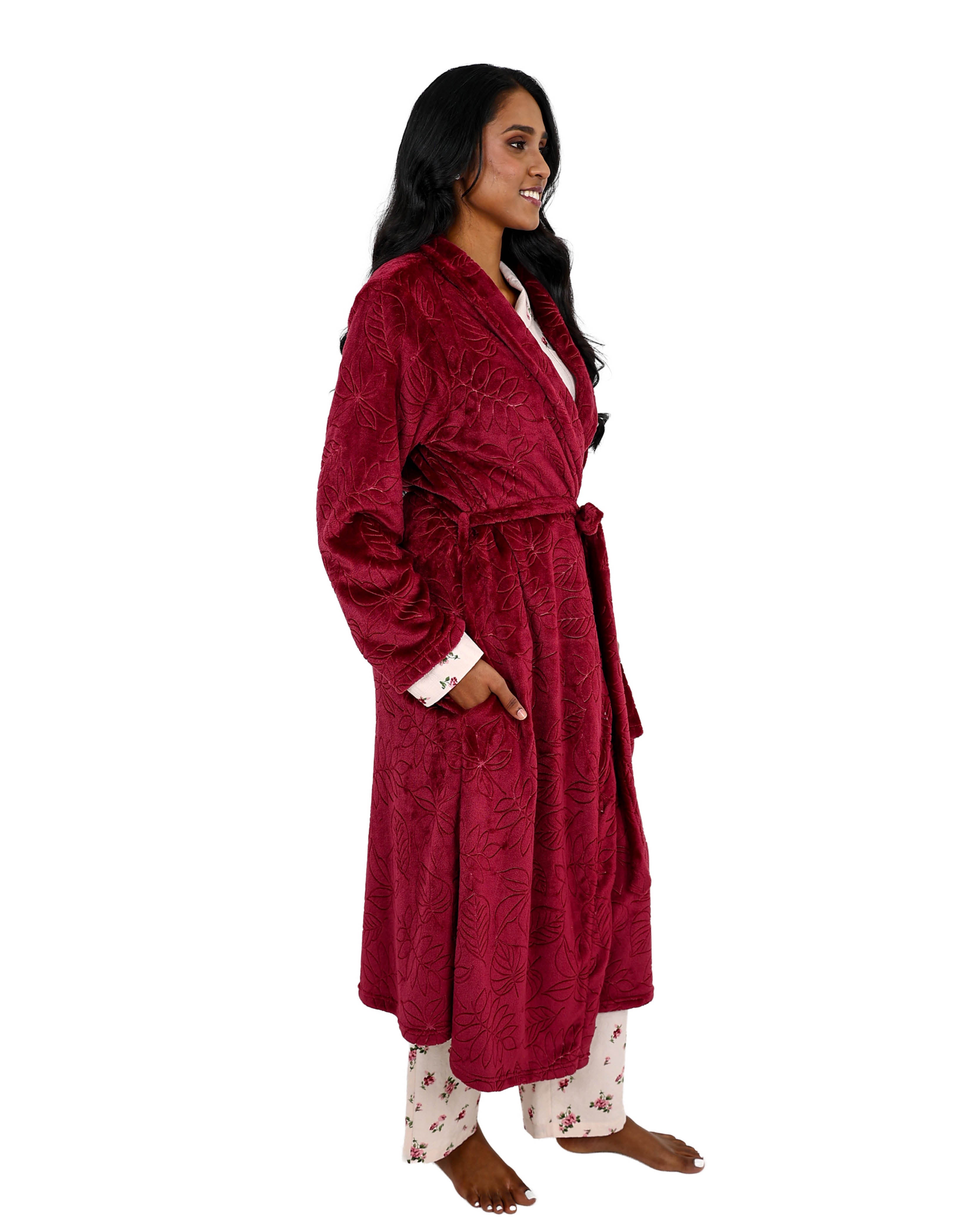 Burgundy Coral Fleece Gown