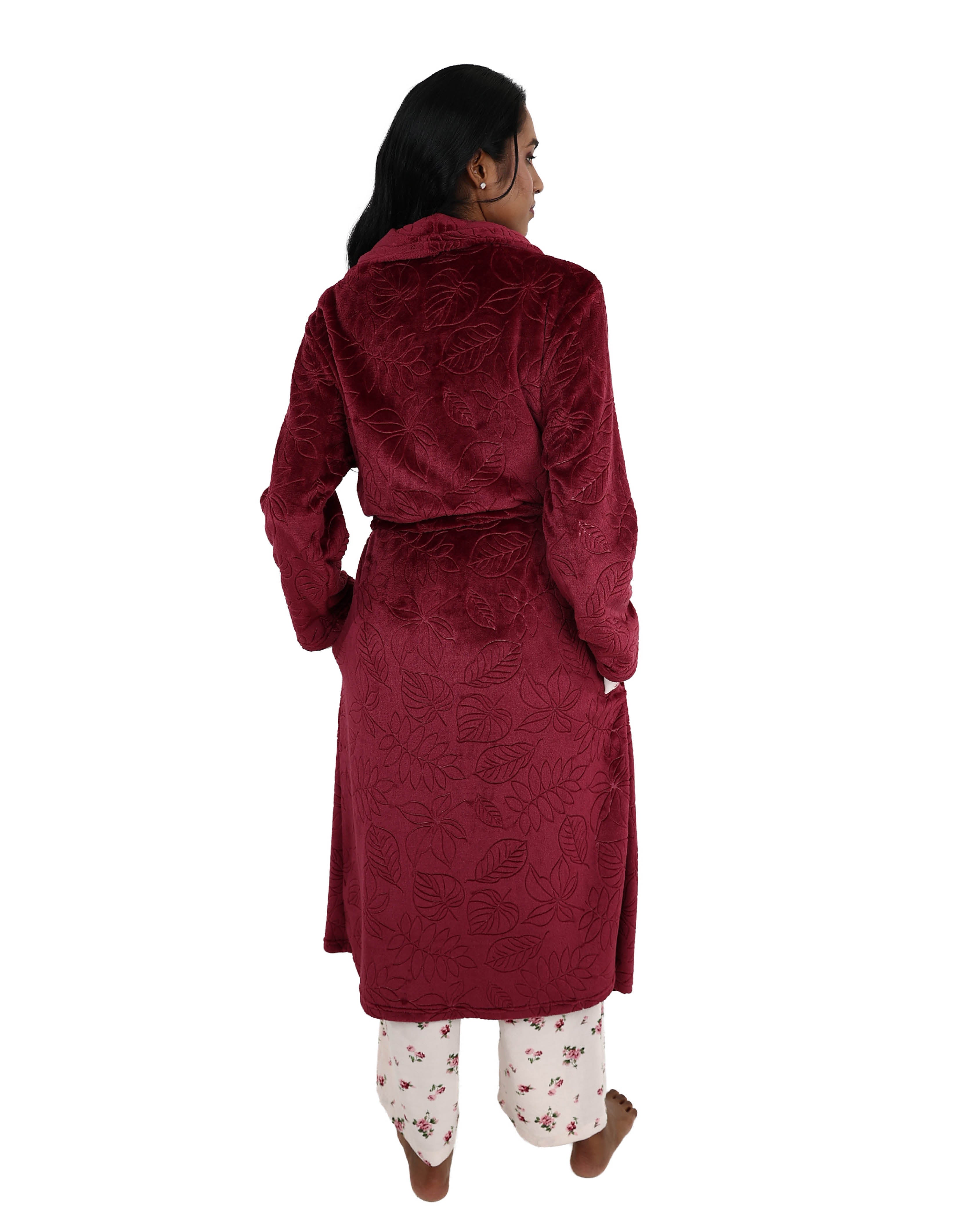 Burgundy Coral Fleece Gown