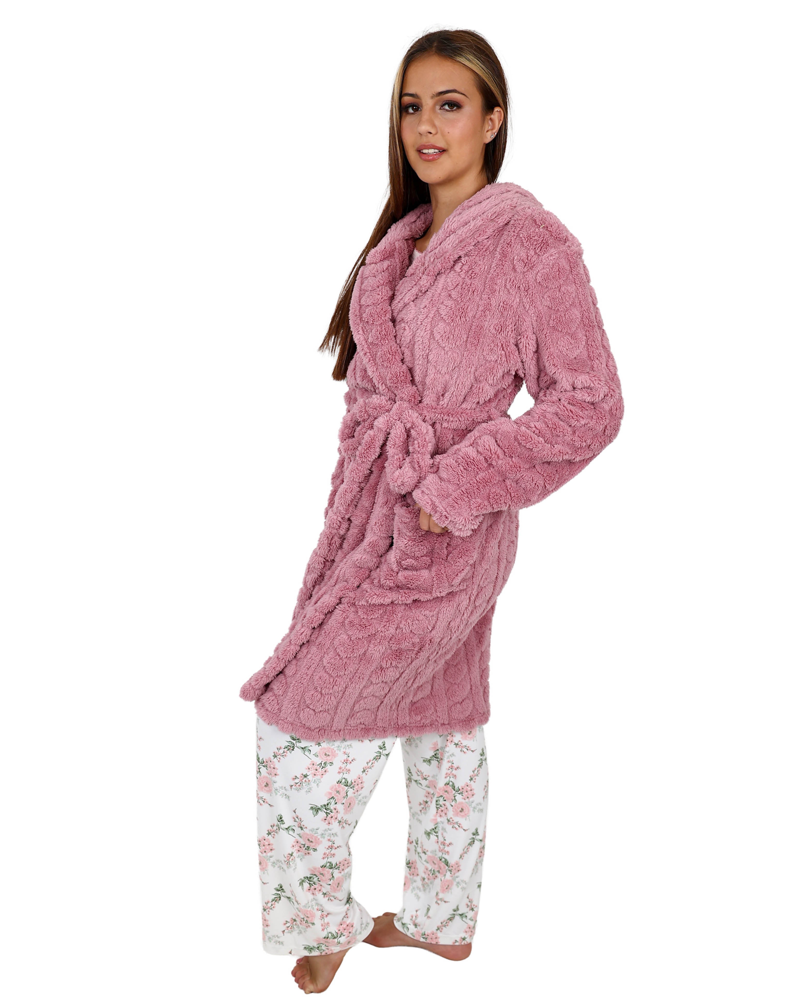 Mauve Jacquard Sherpa Wrap Gown