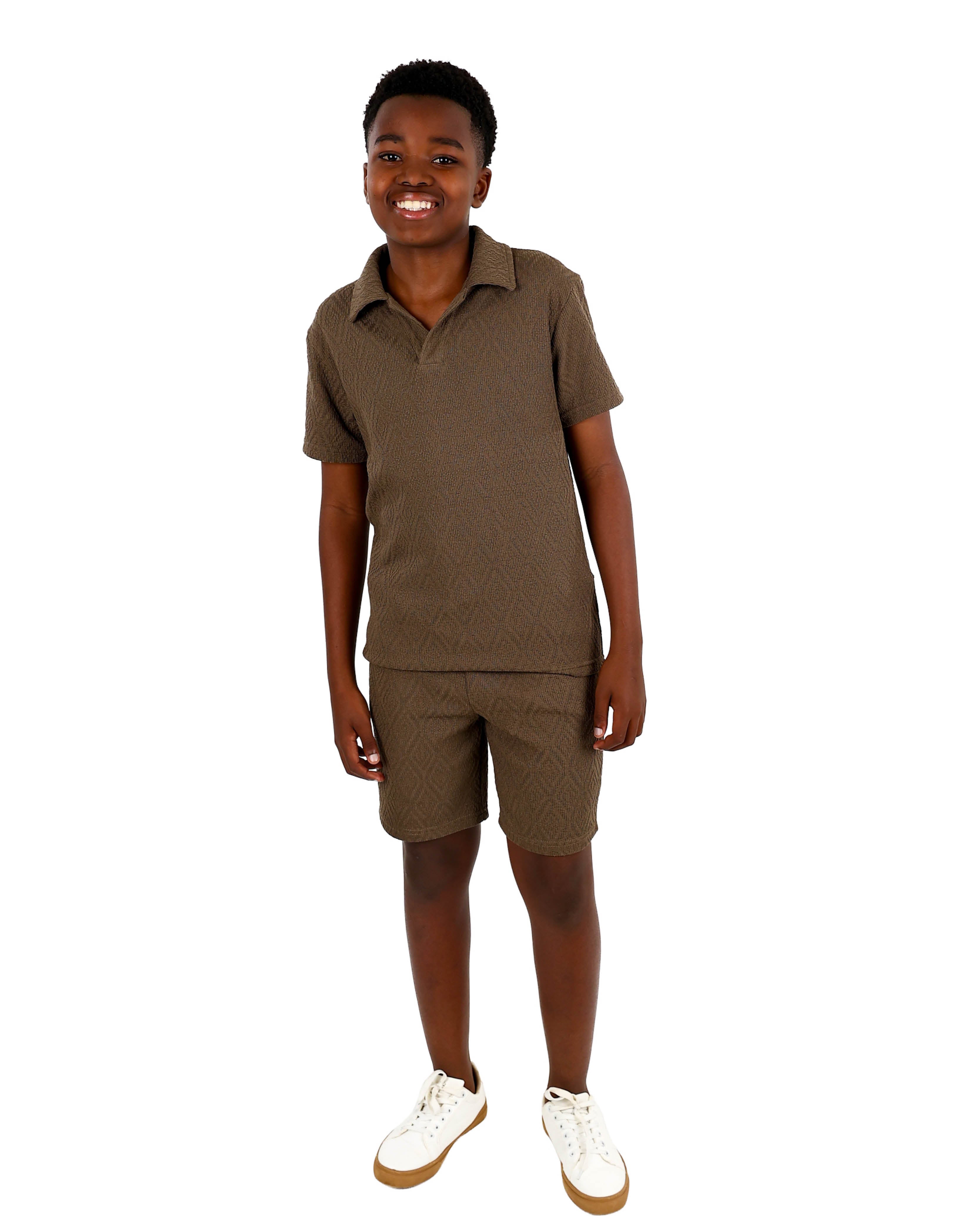 Short Sleeve Diamond Jacquard Co-Ord Golfer