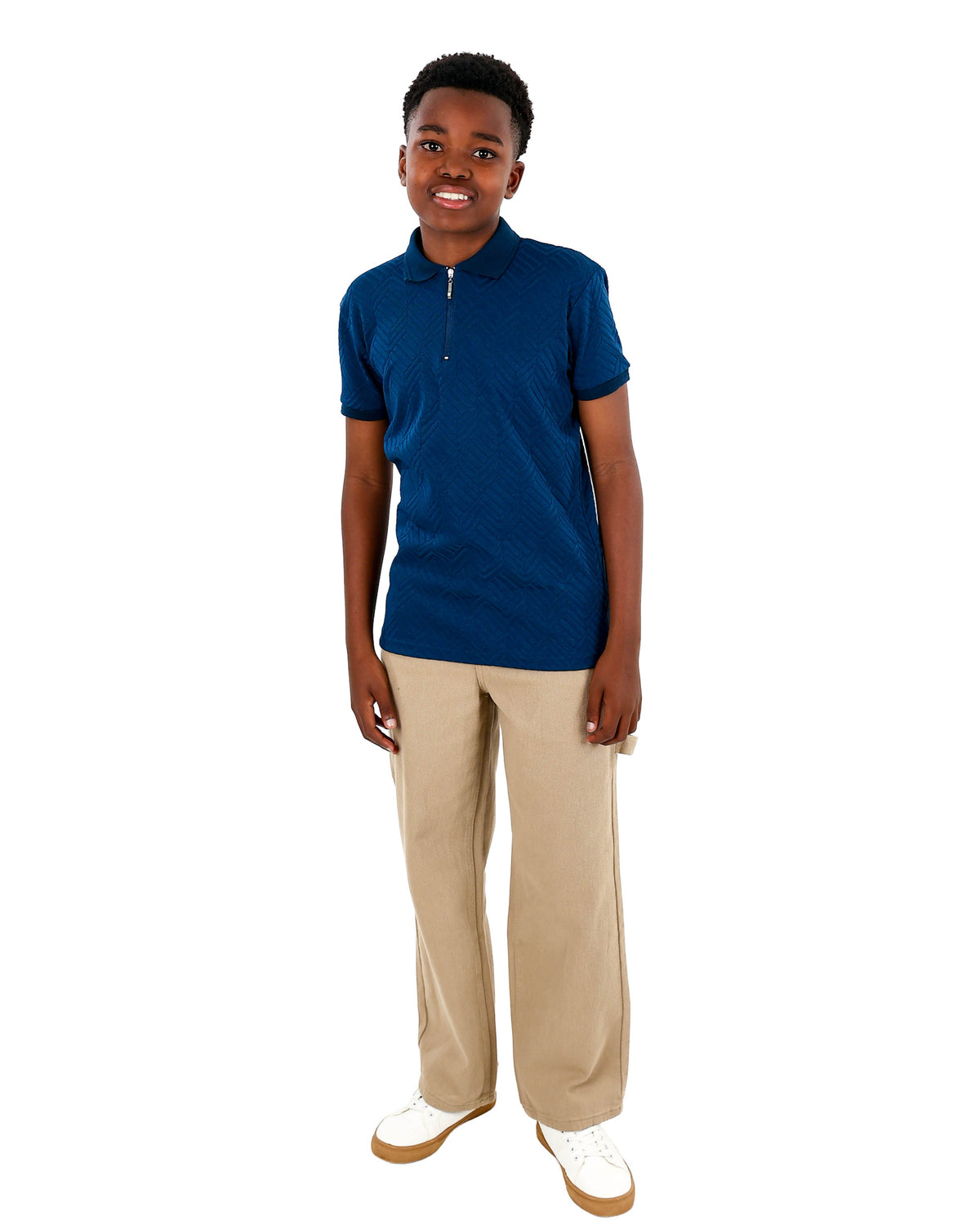 Short Sleeve Cube Jacquard Zip Golfer