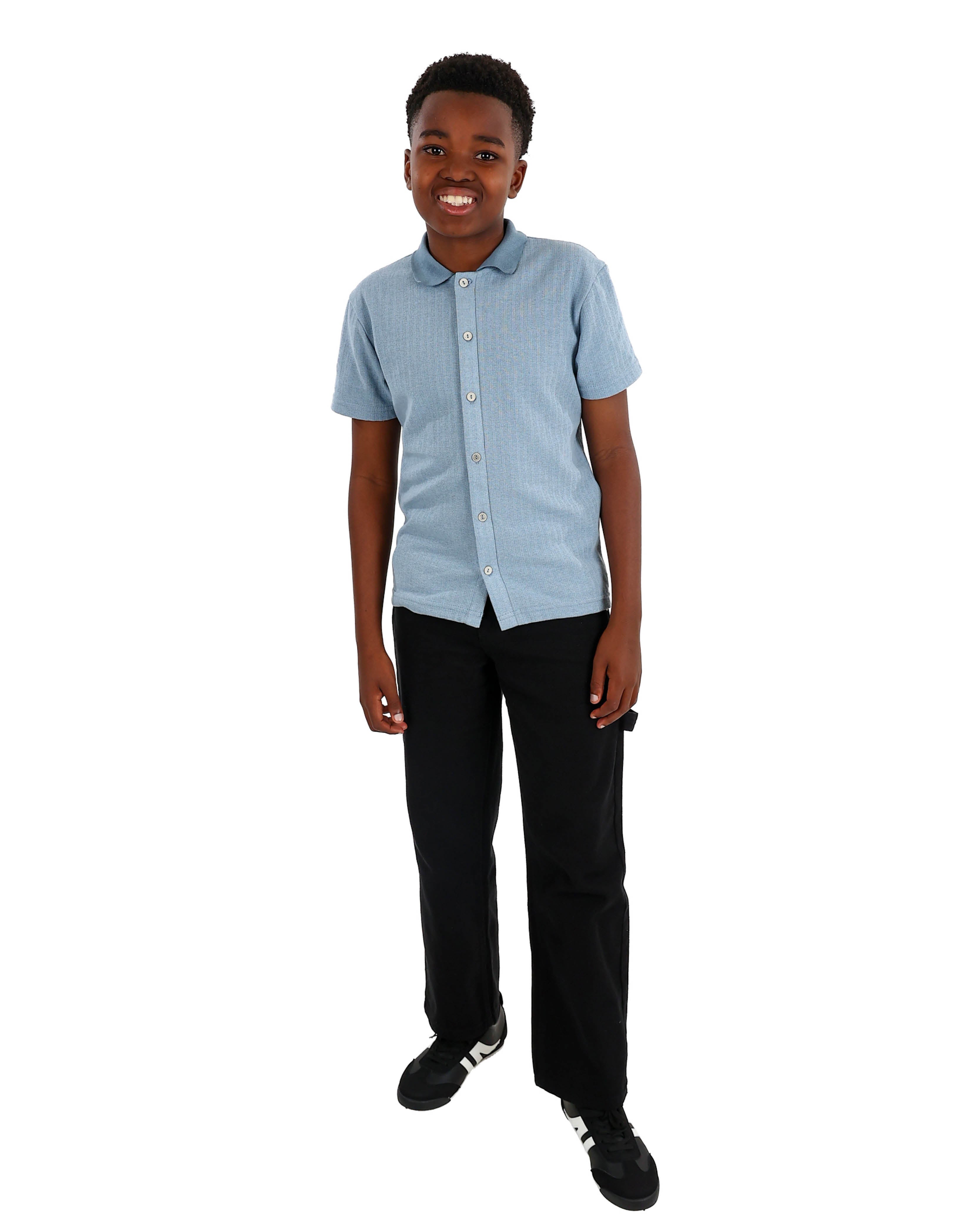 Short Sleeve Striped Jacquard Shirt