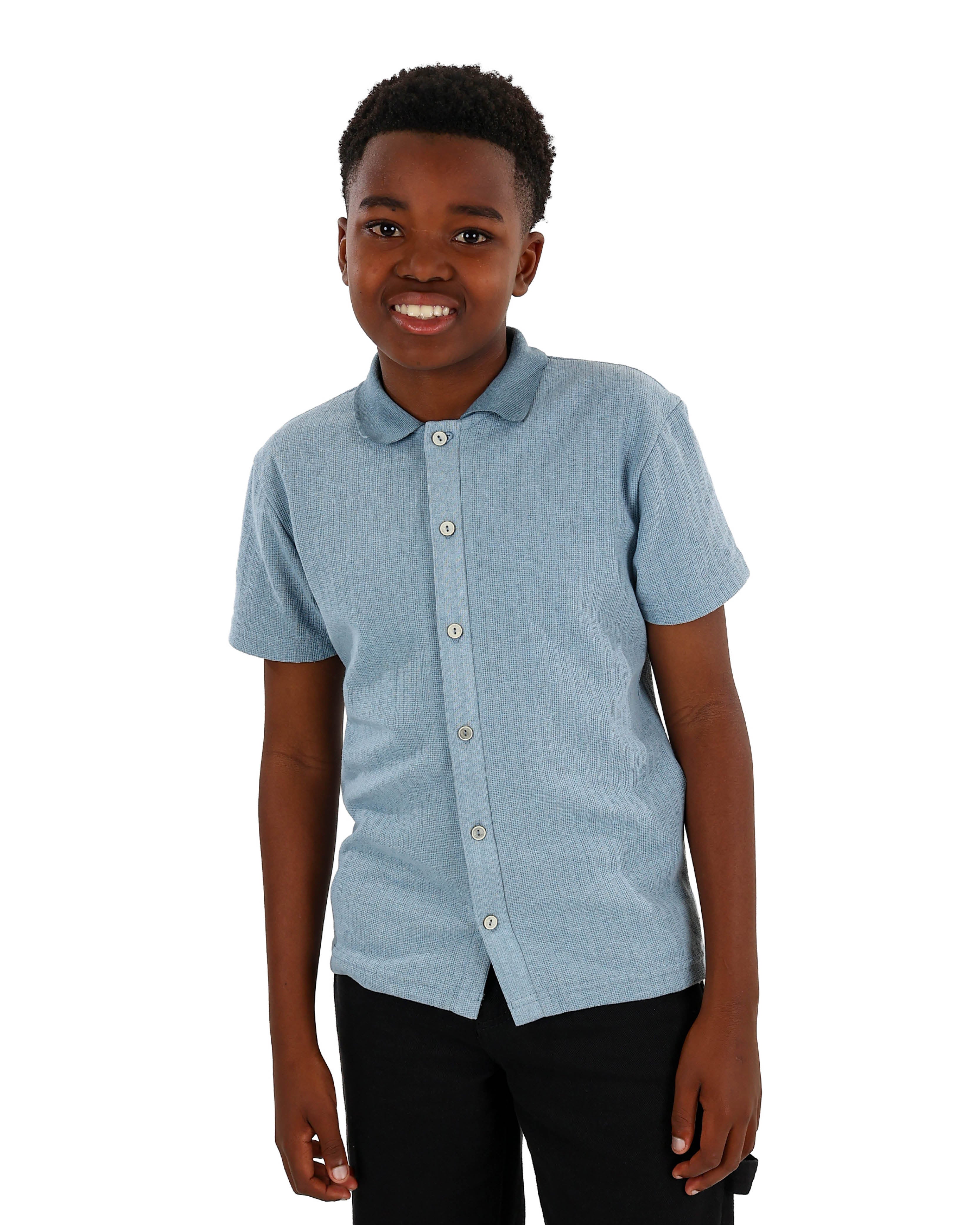 Short Sleeve Striped Jacquard Shirt