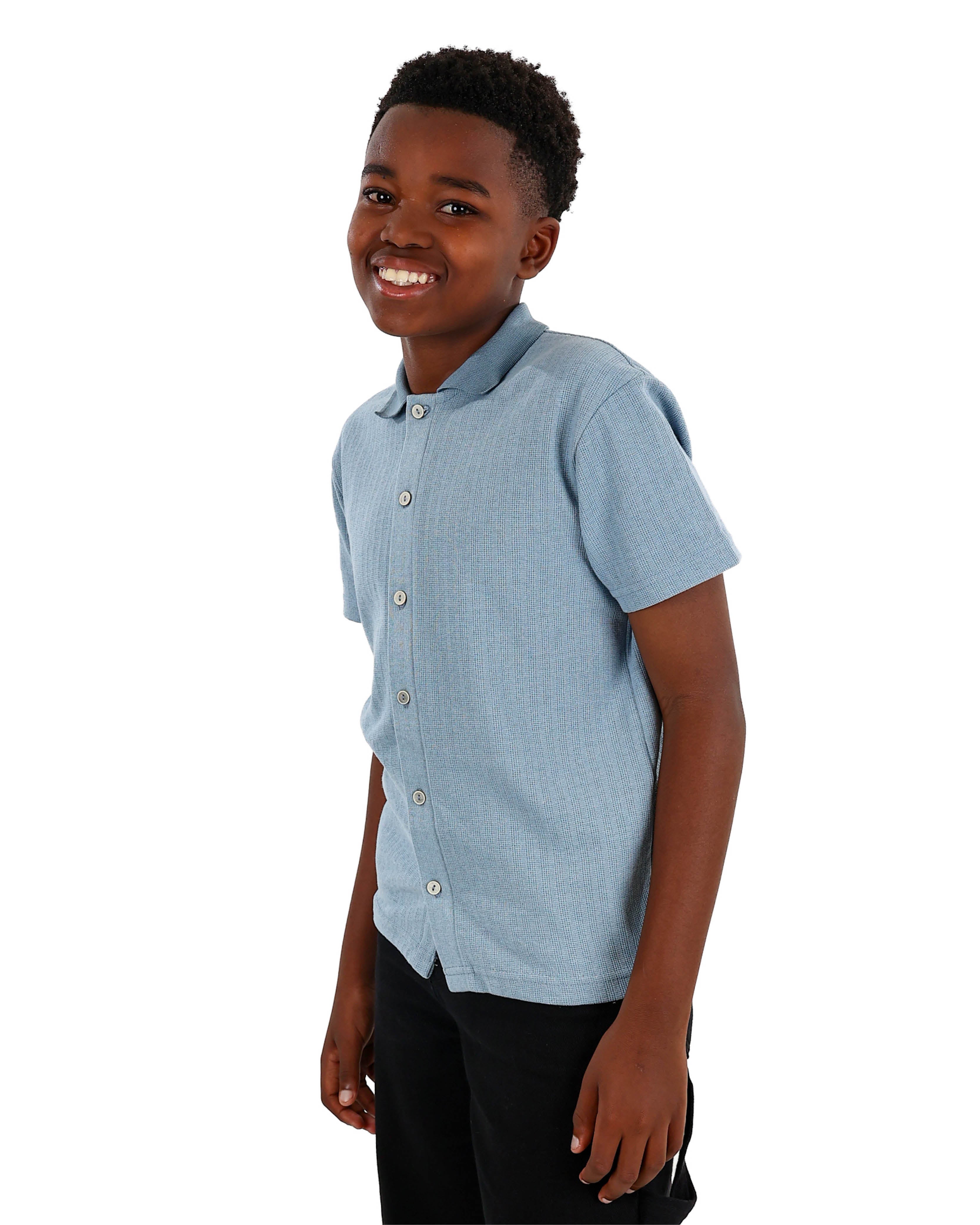 Short Sleeve Striped Jacquard Shirt