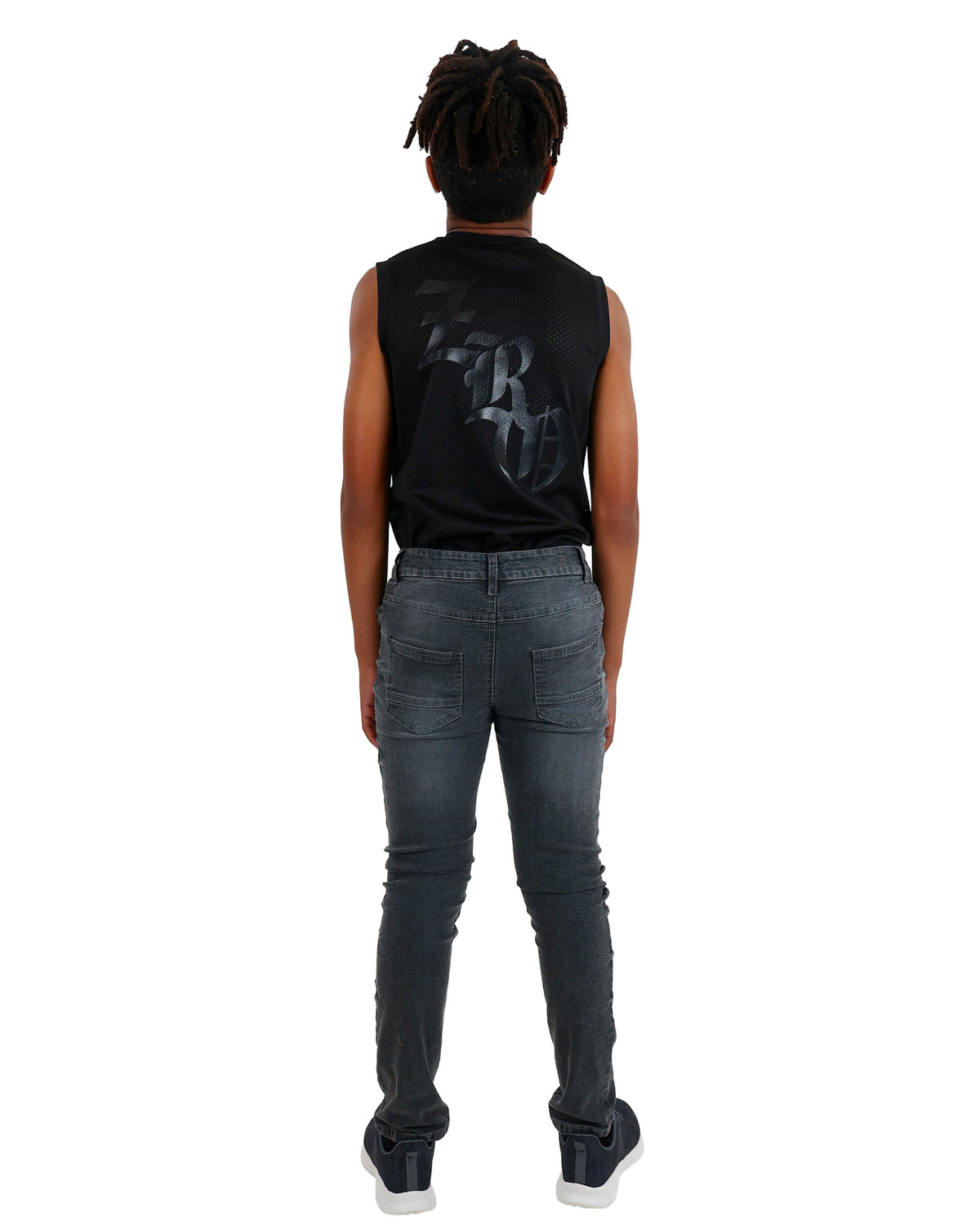 Grey Slim Fit Whiskers Stretch Jeans