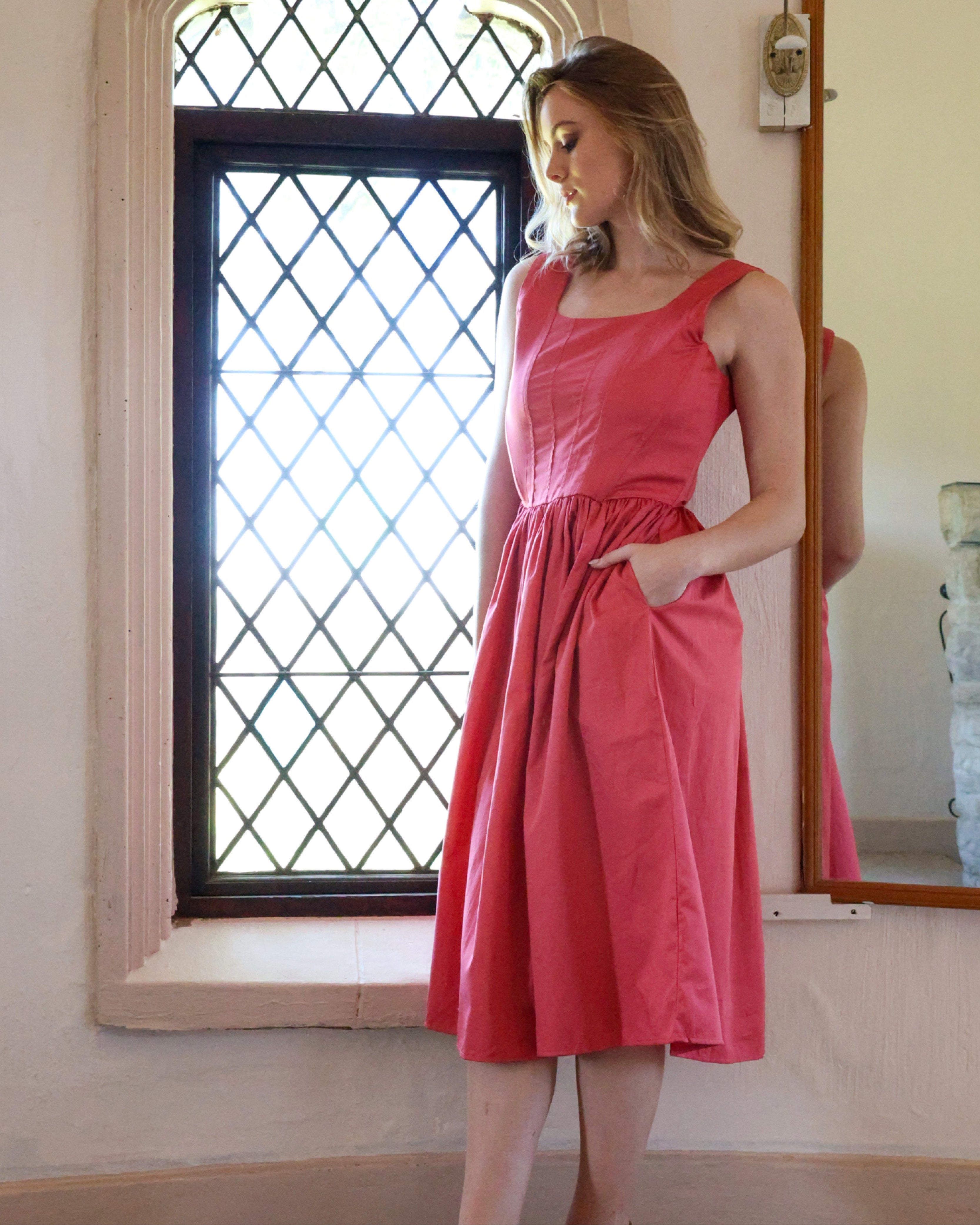 Flared Corset Style Cotton Dress
