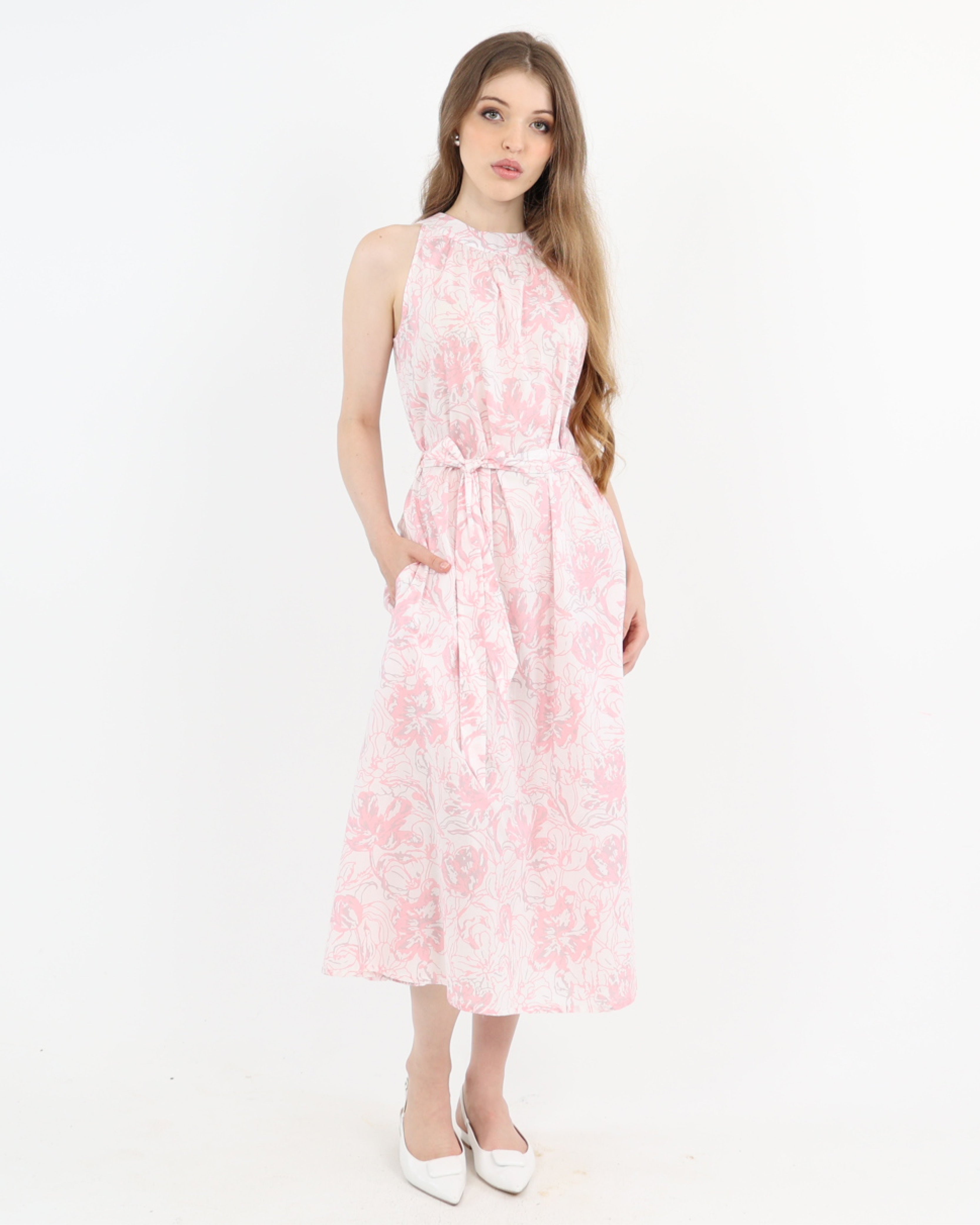 LDS HIGH NECK PTD DRESS