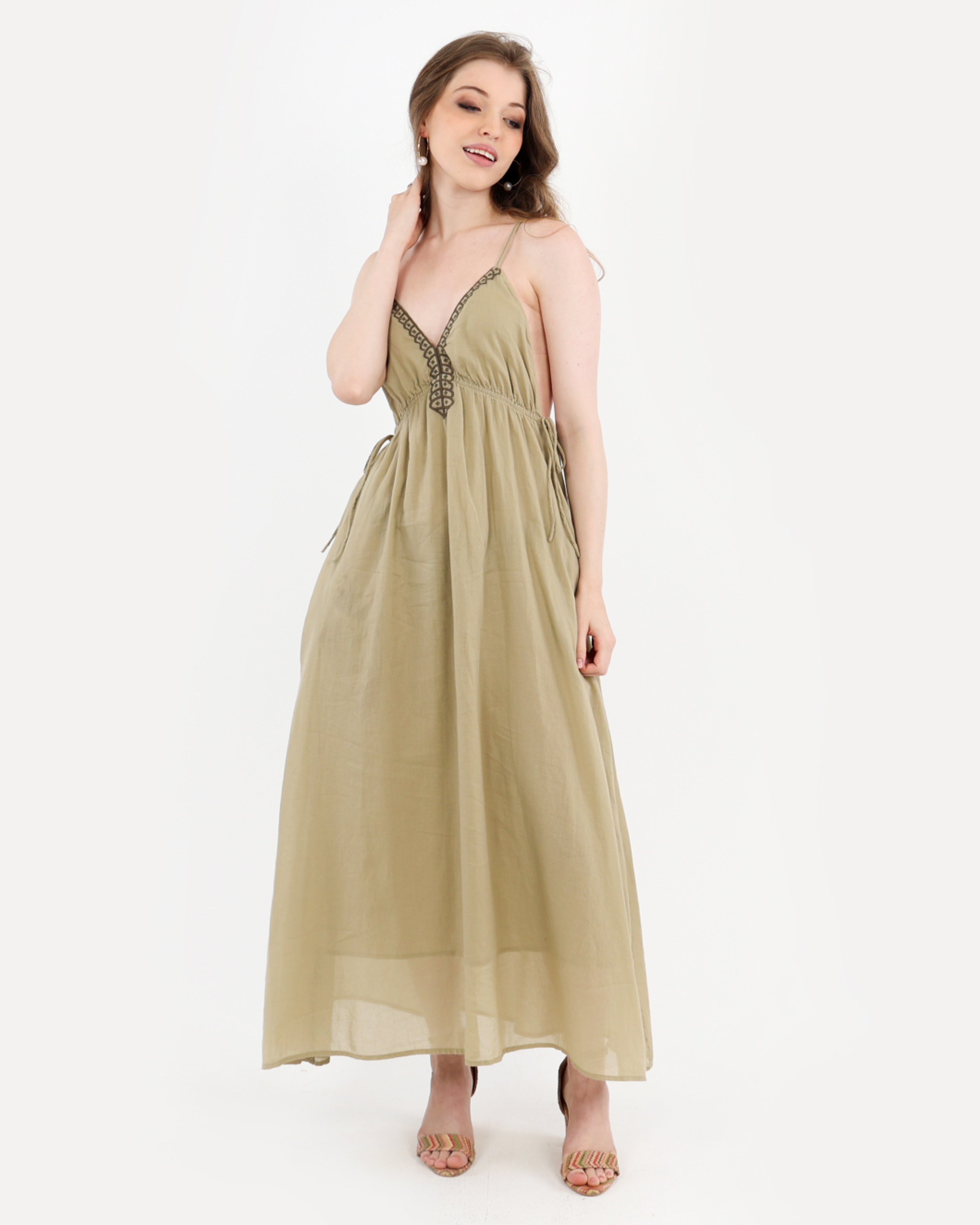 The Solene Embroidered Cotton Maxi Dress