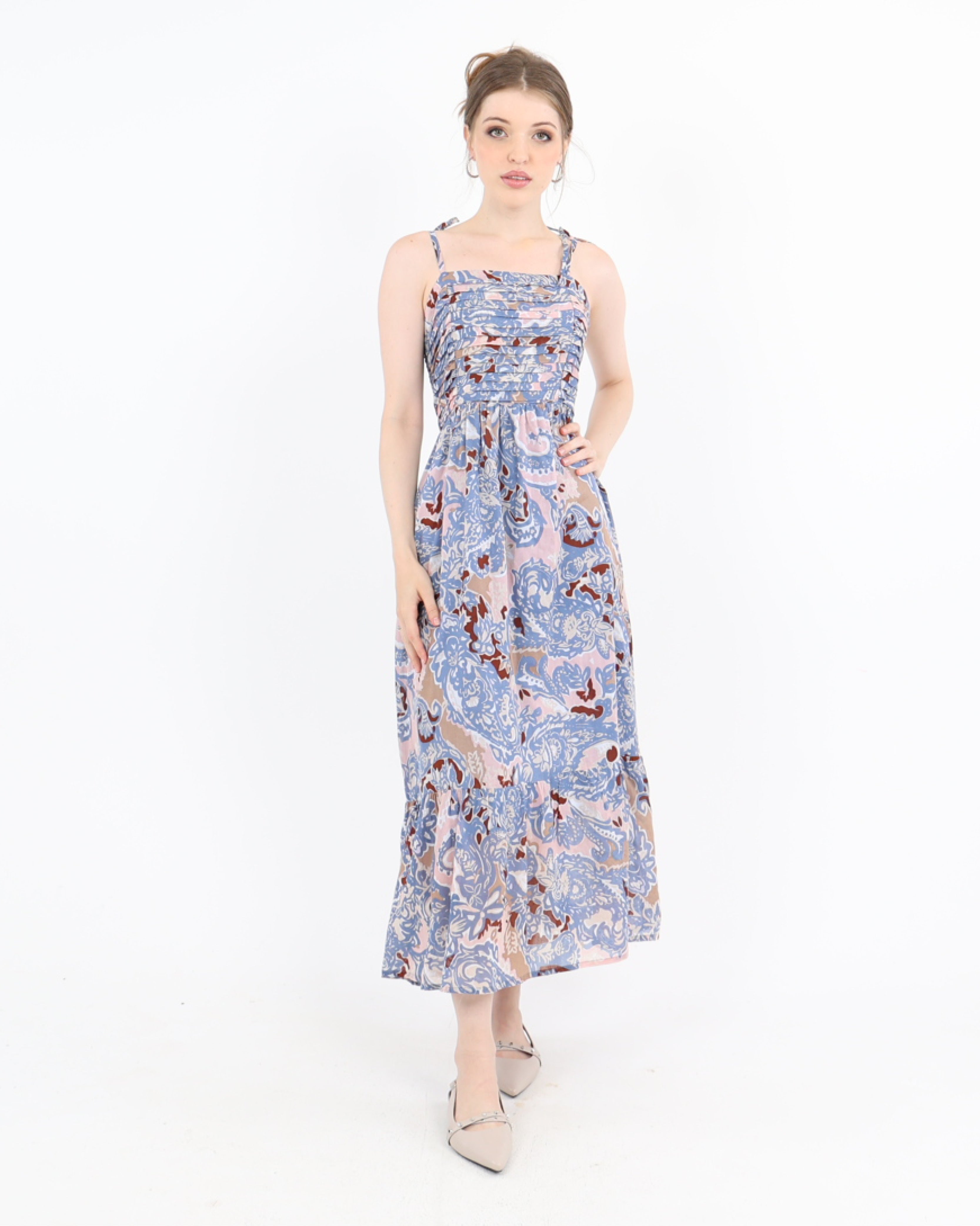 Strappy Paisley Whisper Maxi Cotton Dress