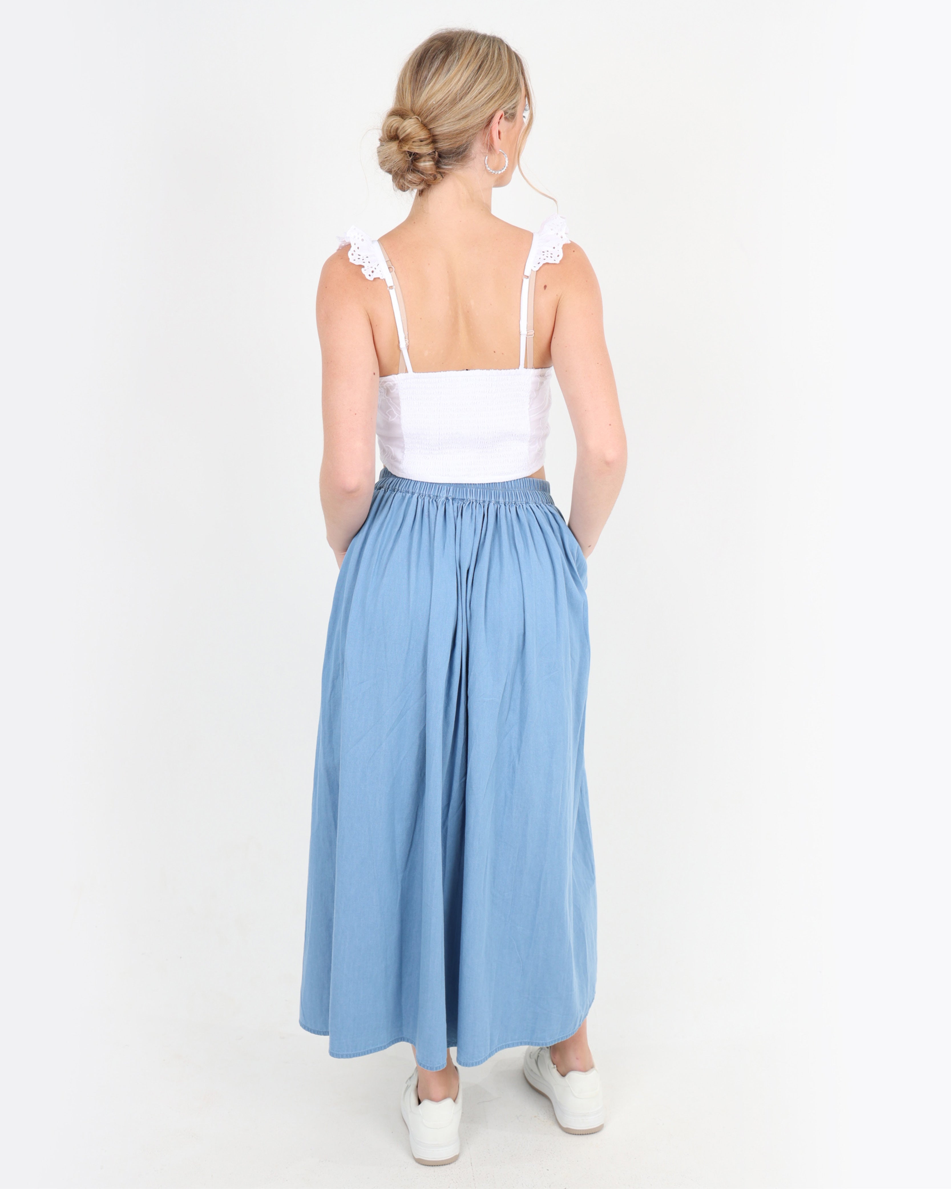 Marina Cotton Denim Maxi Skirt