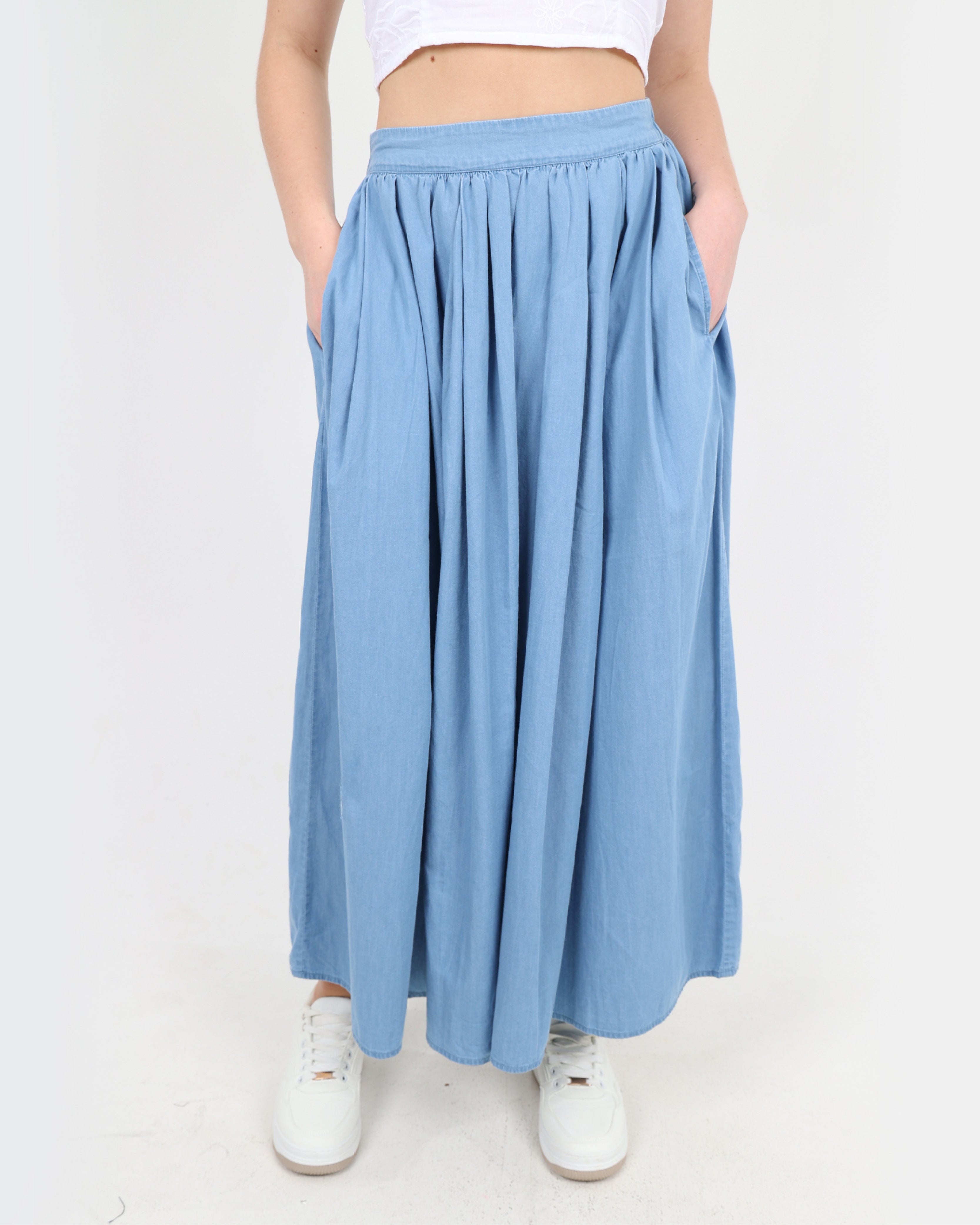 Marina Cotton Denim Maxi Skirt
