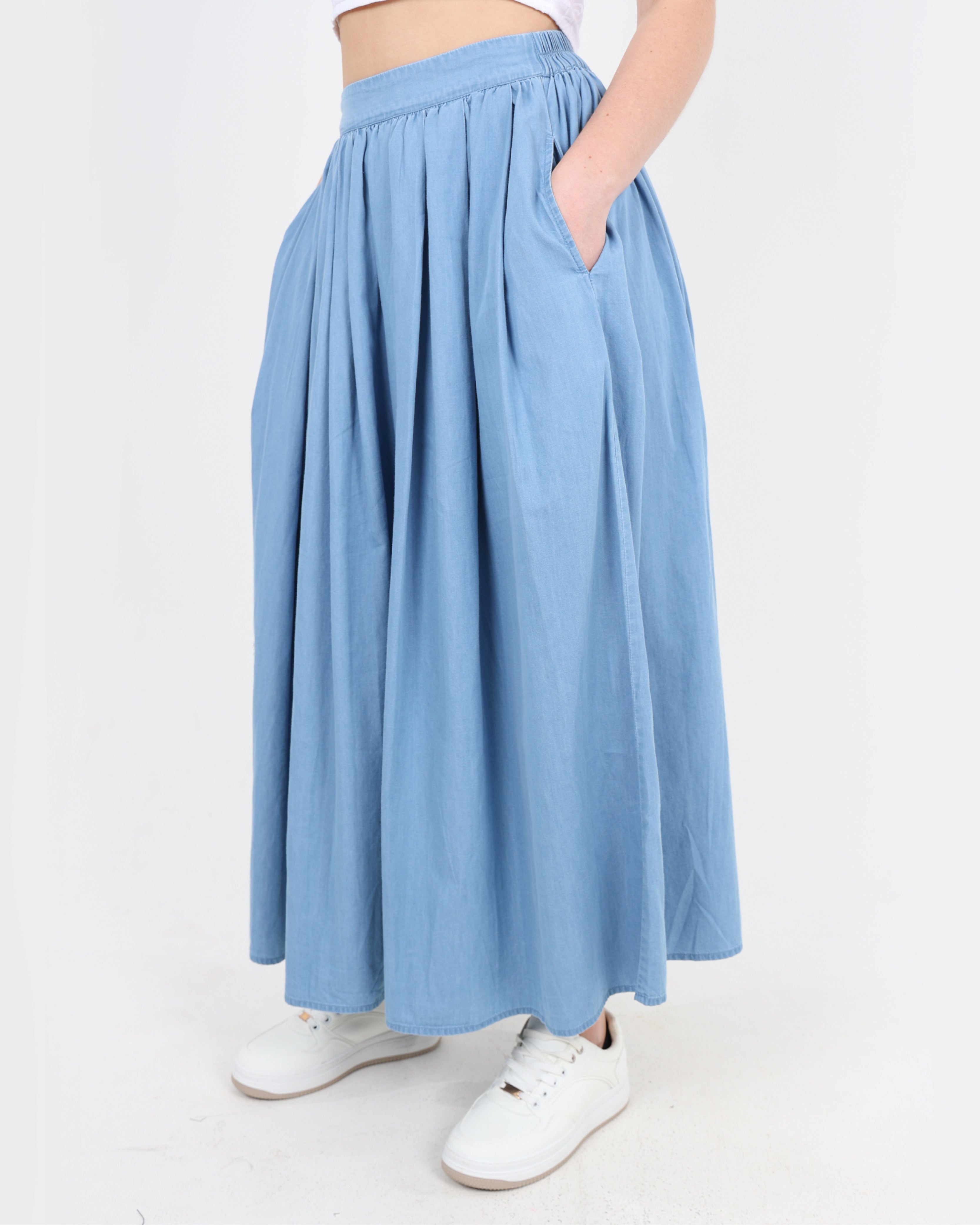 Marina Cotton Denim Maxi Skirt