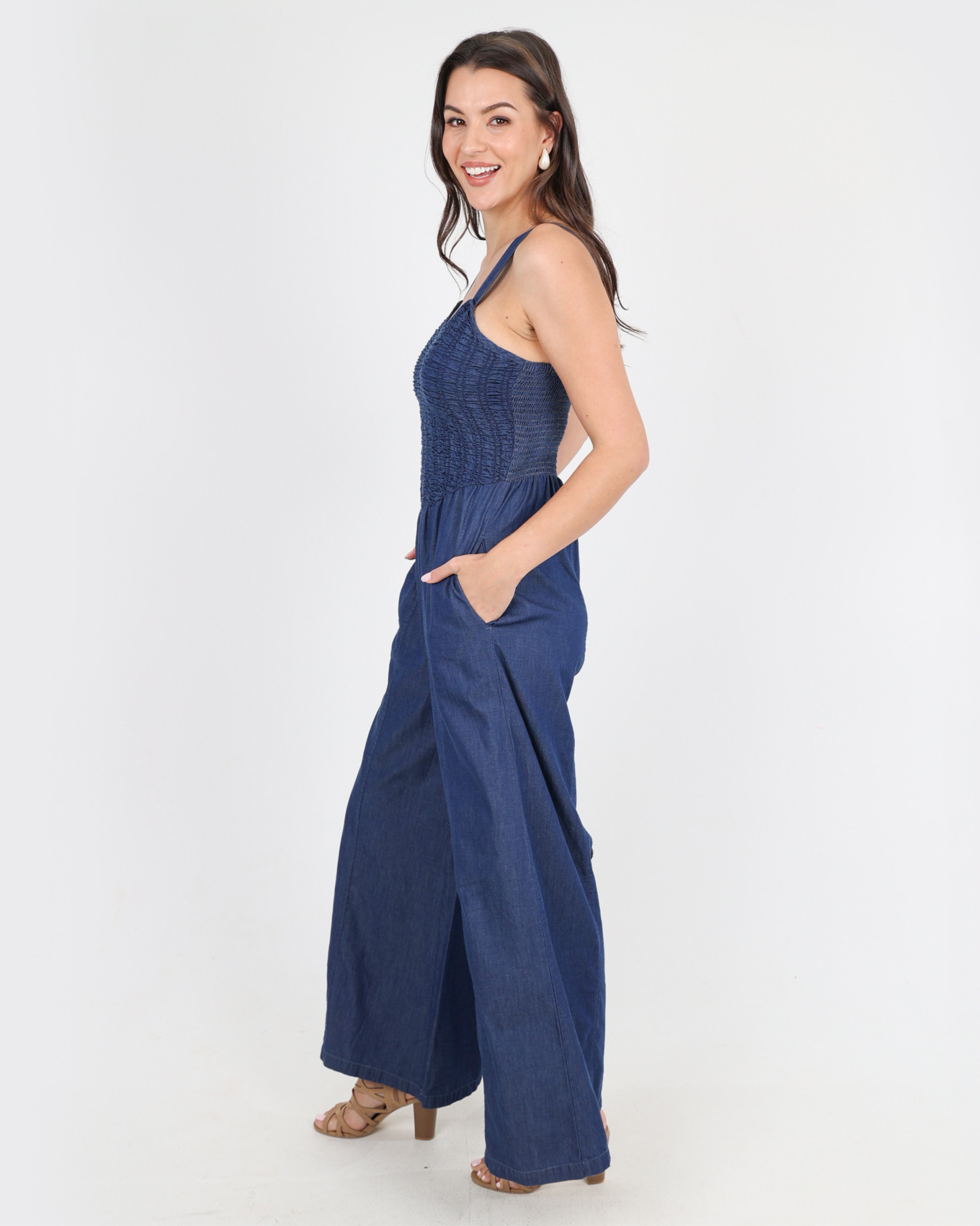 Maya Cotton Denim Jumpsuit