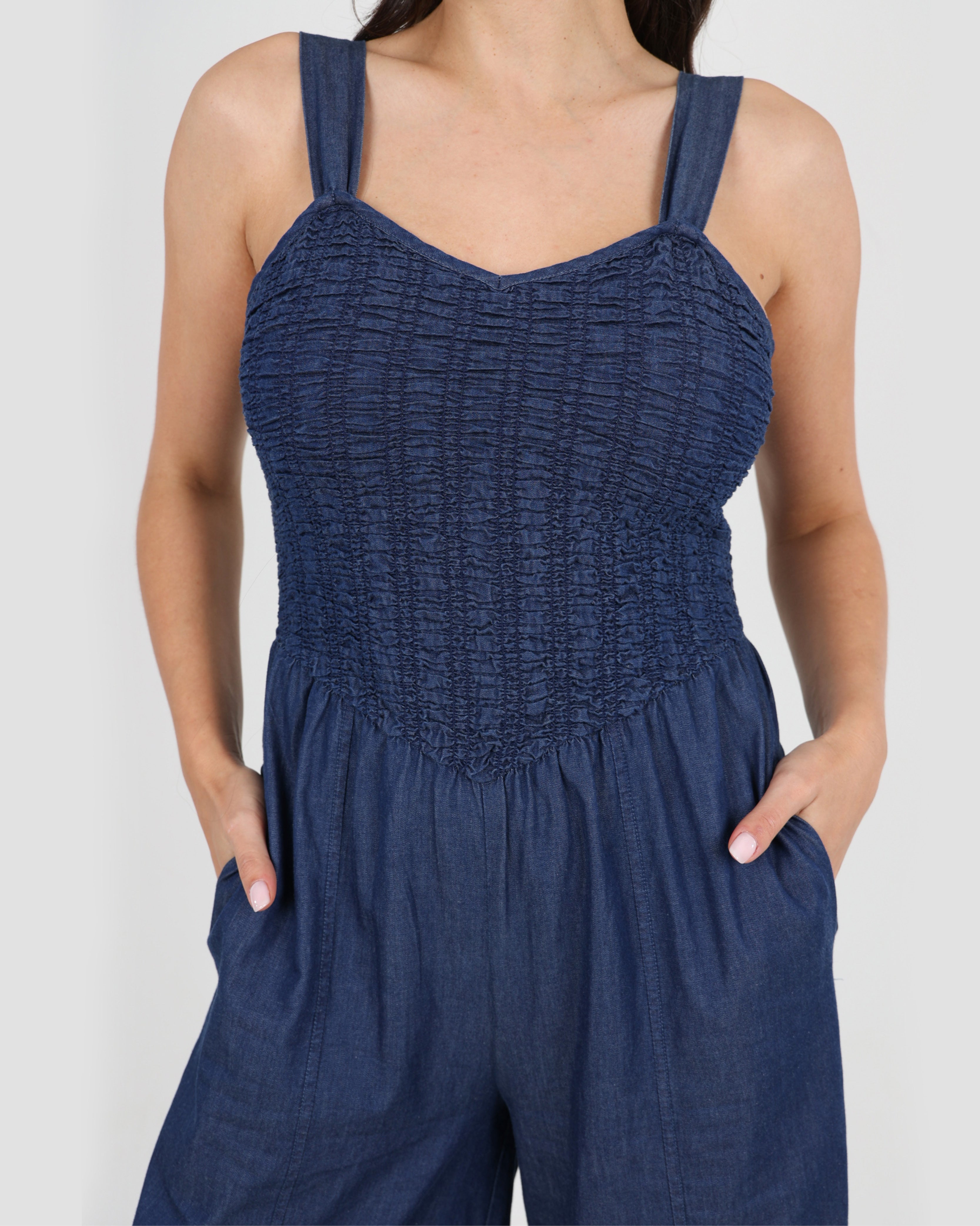Maya Cotton Denim Jumpsuit