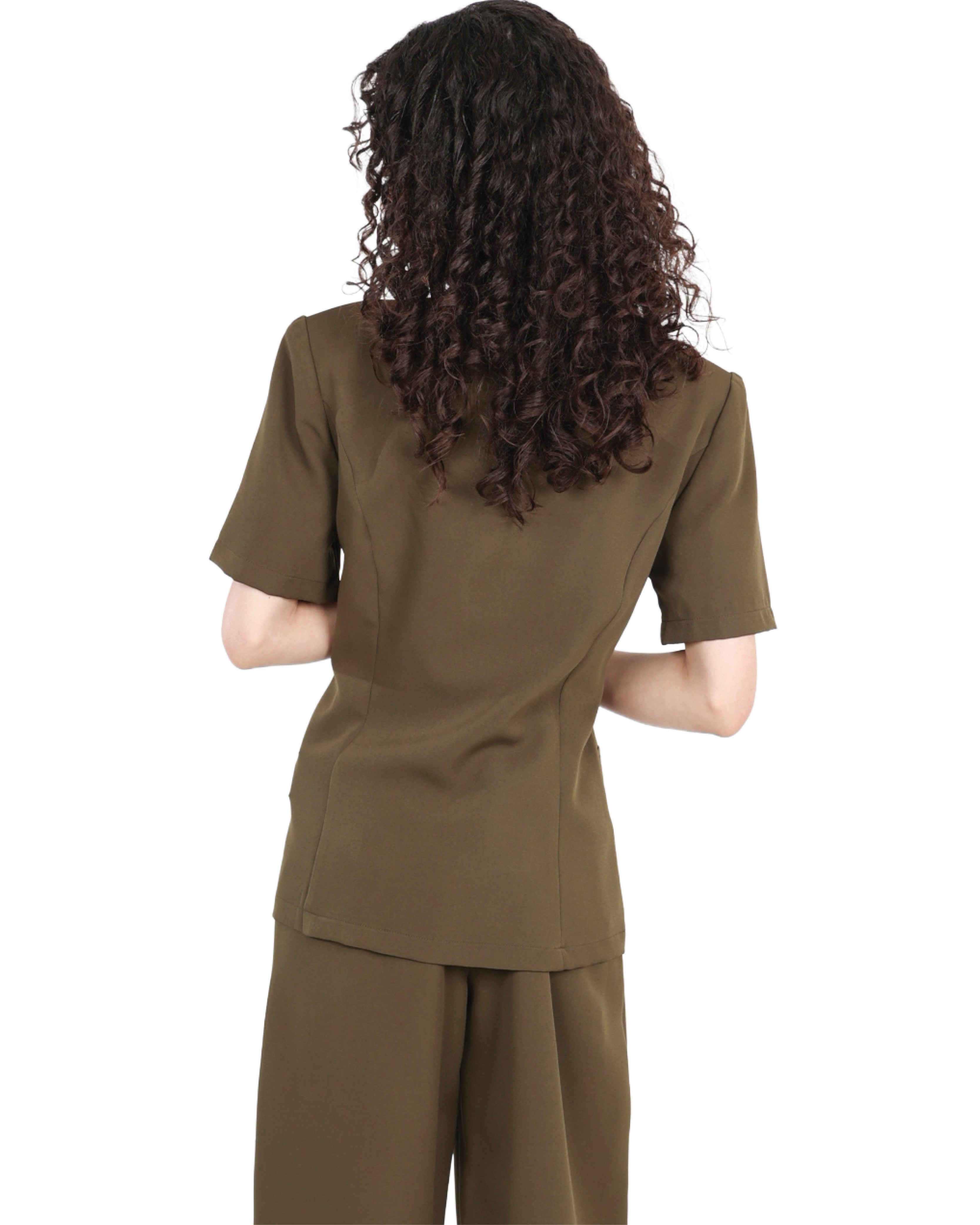 Three Button Short Sleeve Waistline Coat