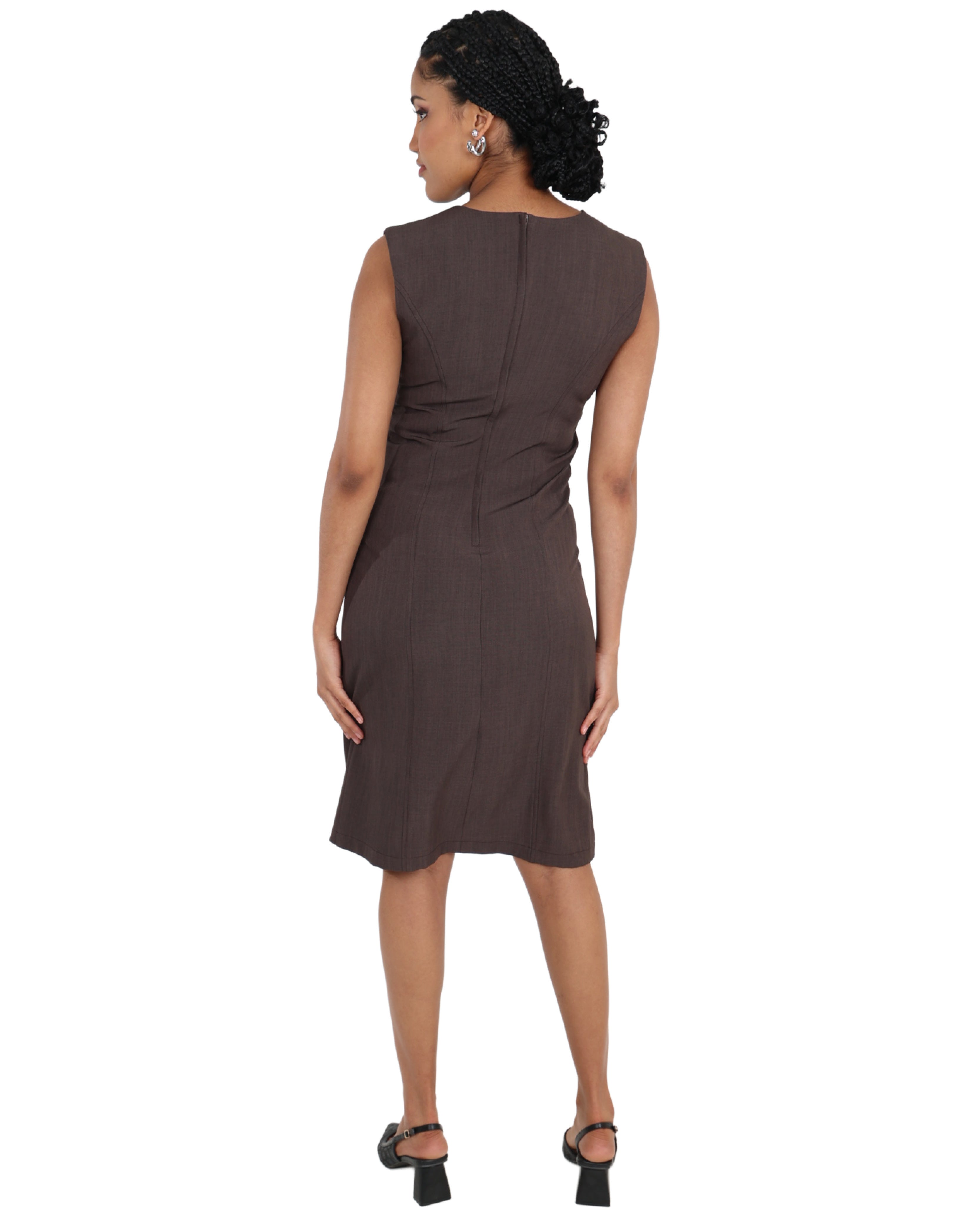 Asymmetric Sleeveless Button Detail Shift Dress