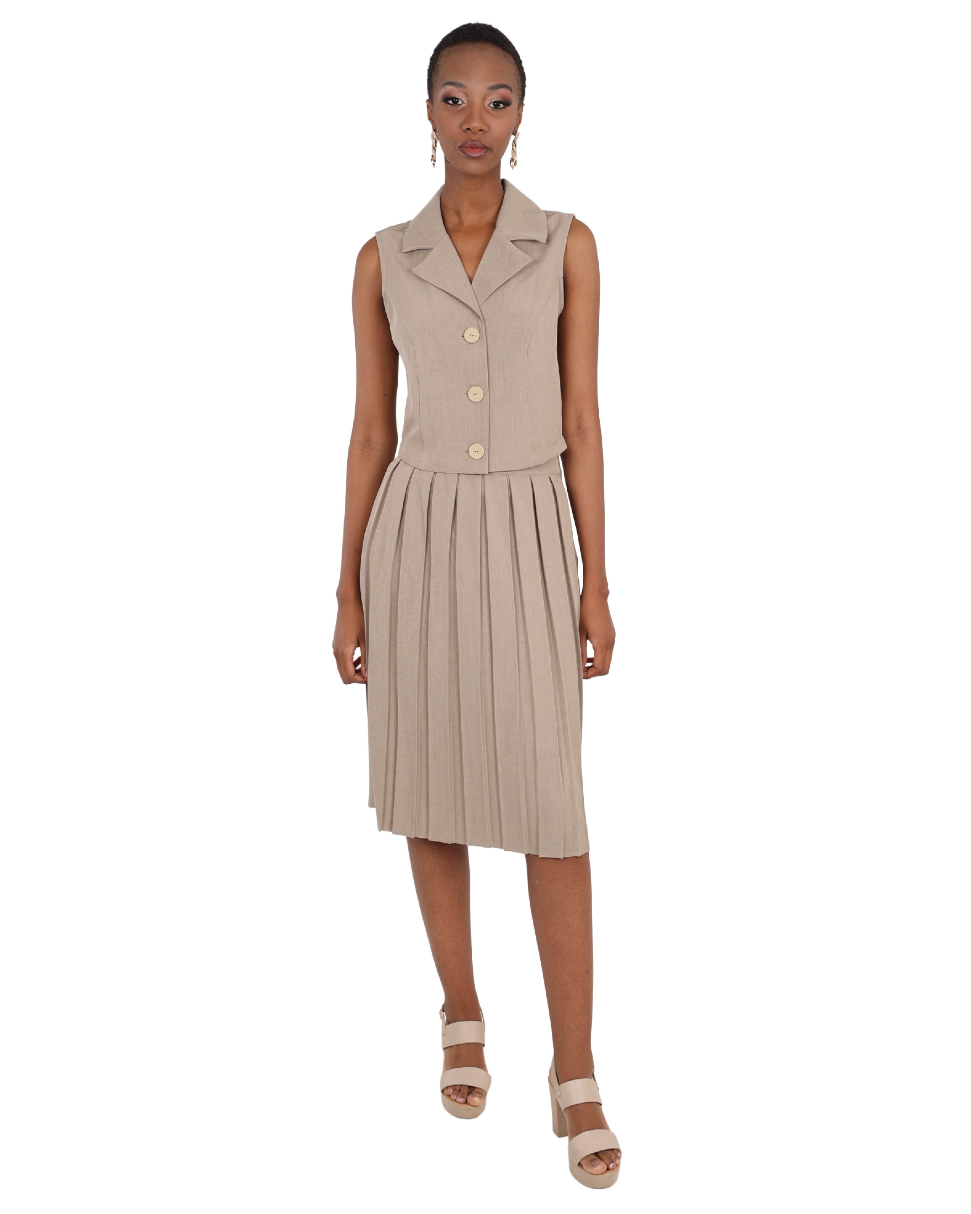 Box Pleat Knee Length Skirt