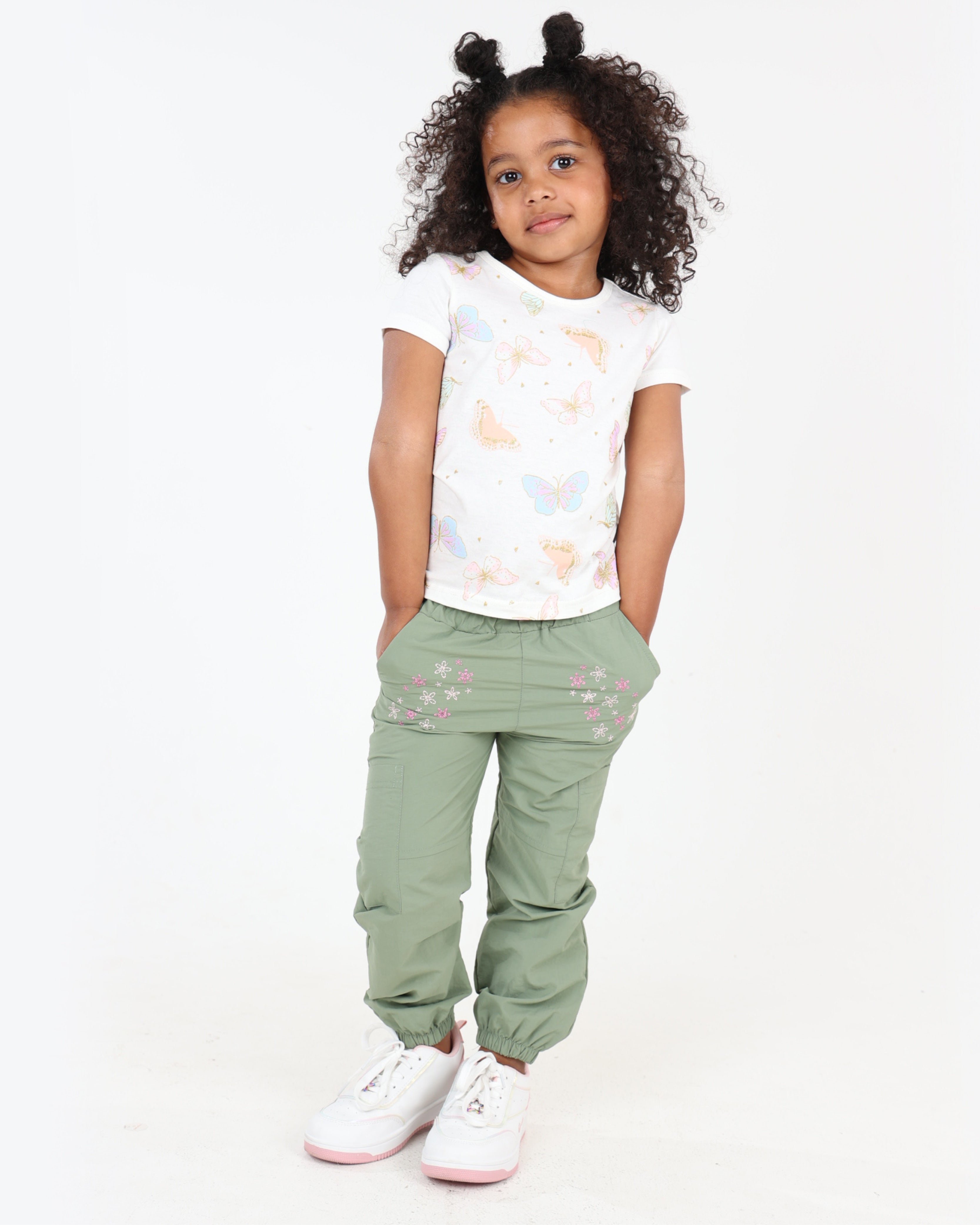 Embroidered Detail Parachute Pants