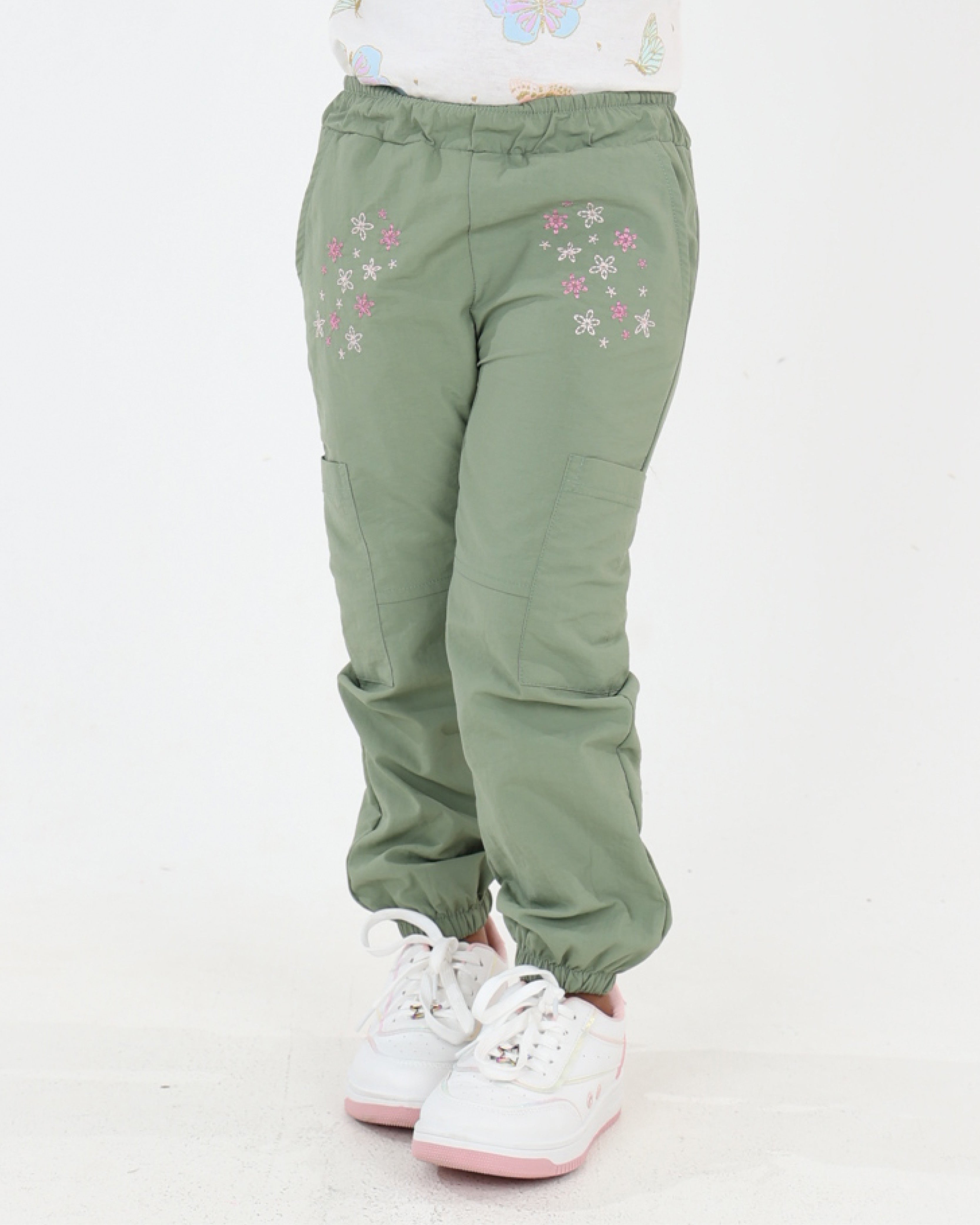 Embroidered Detail Parachute Pants