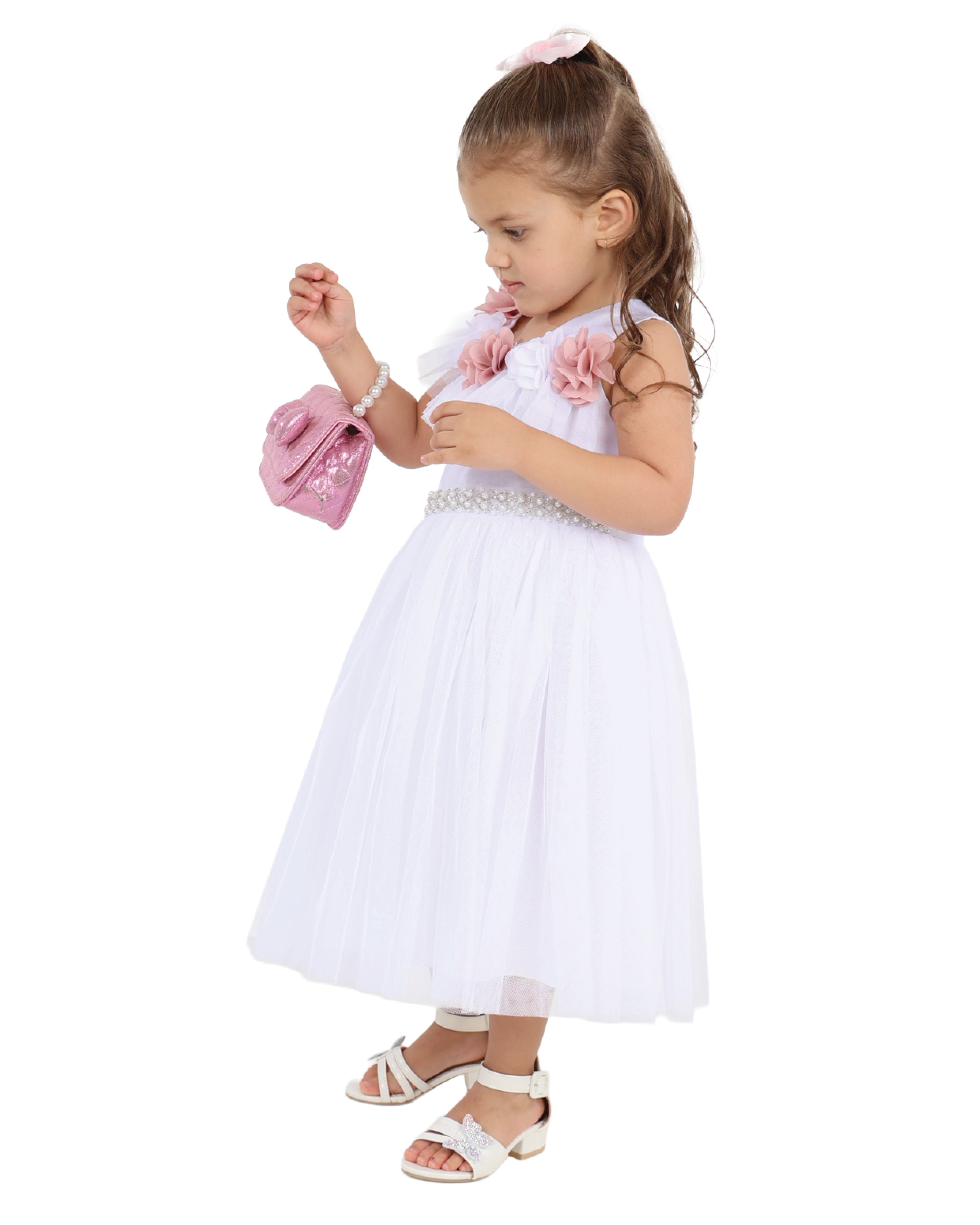 Rose Detail Sleeveless Party Dress