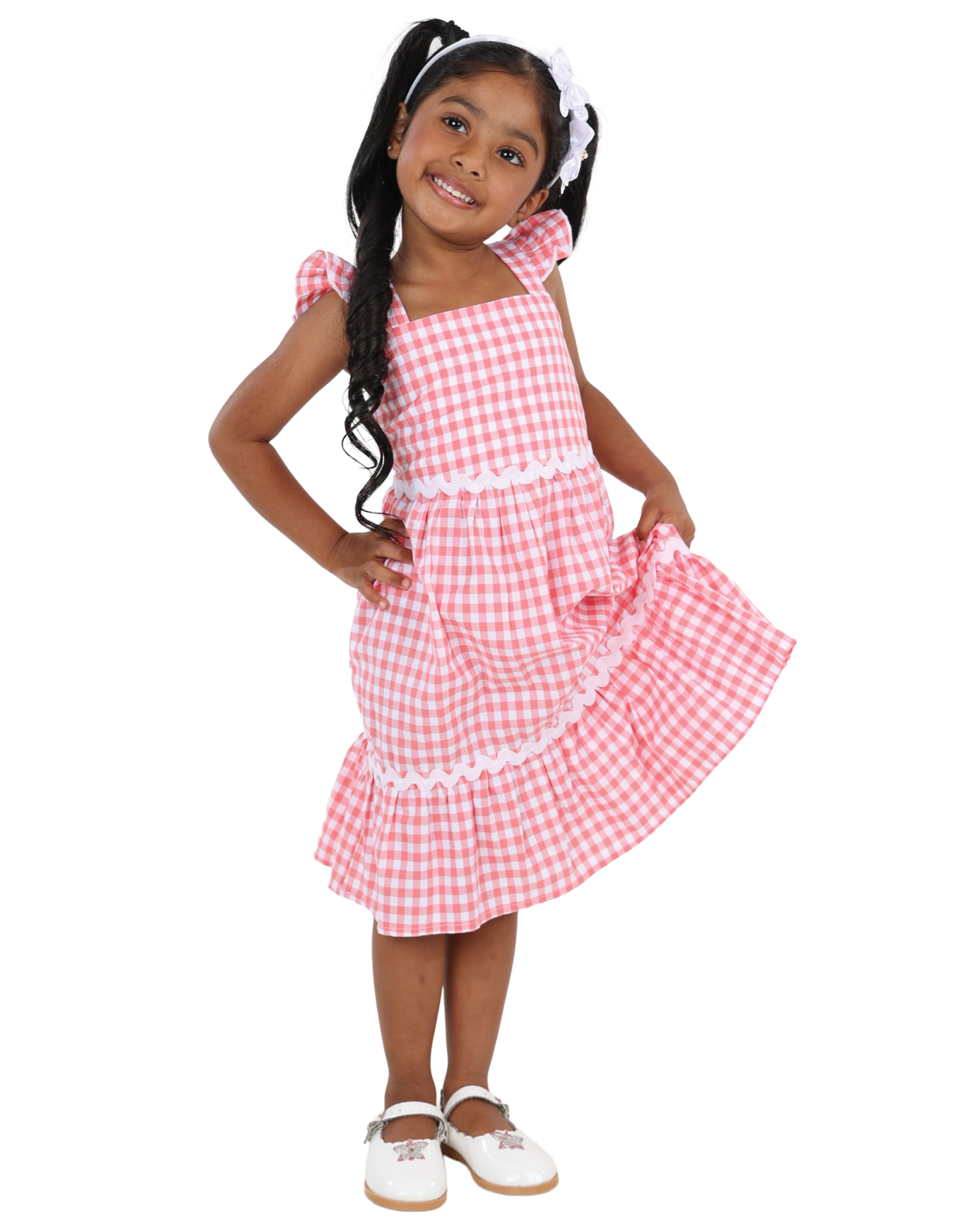 Strappy Checked Cotton Dress