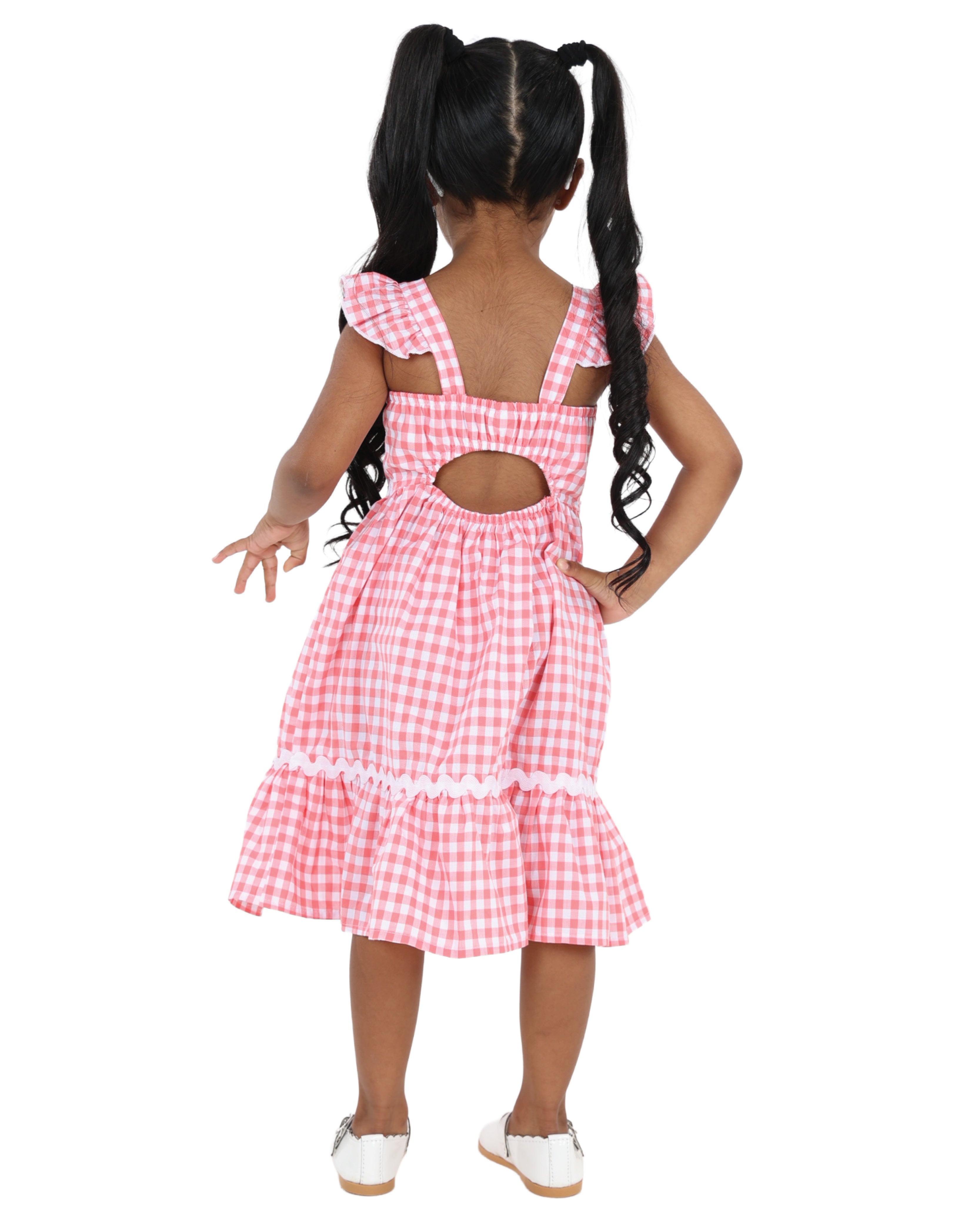 Strappy Checked Cotton Dress