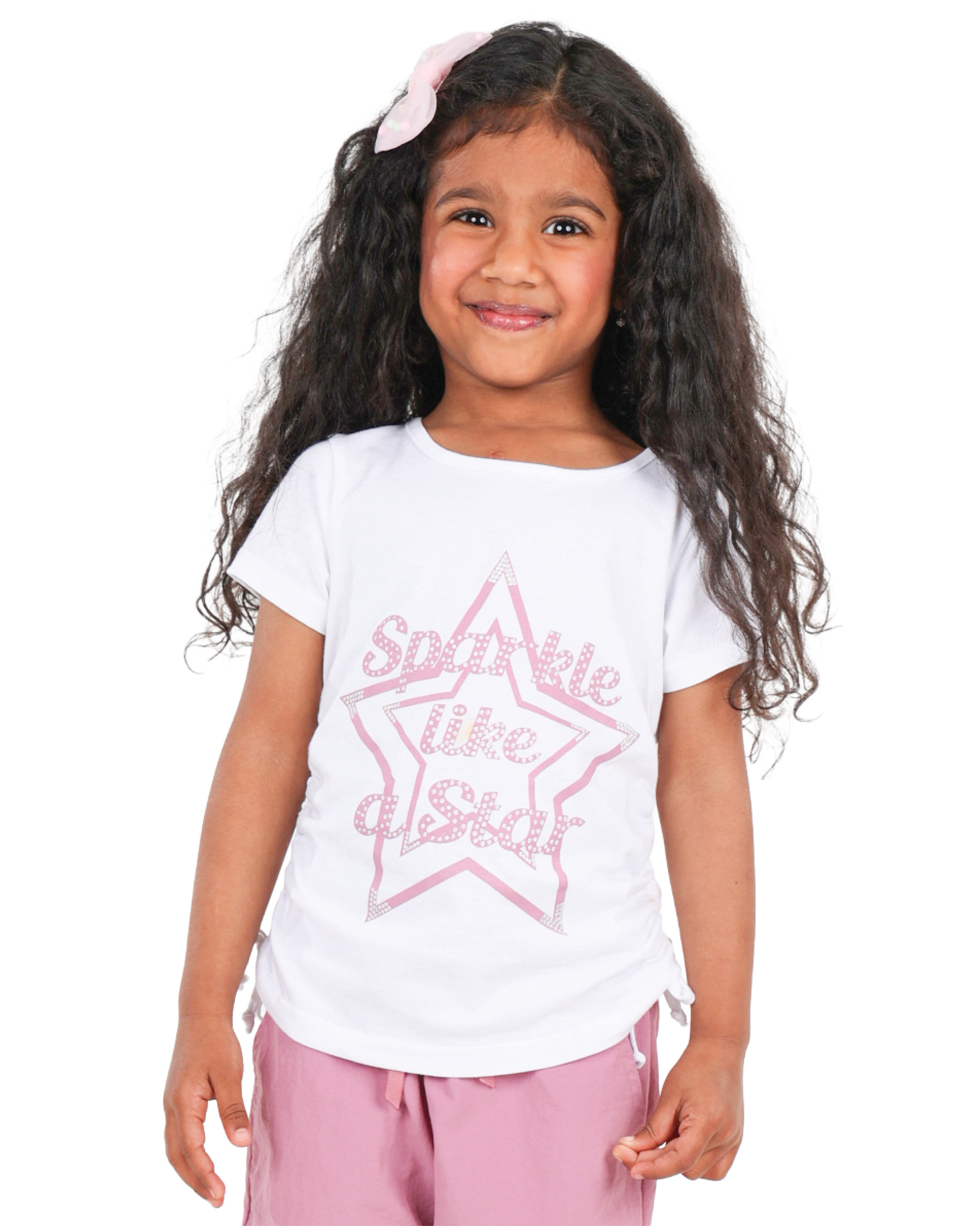 Short Sleeve Side Ruched "Sparkle" Top