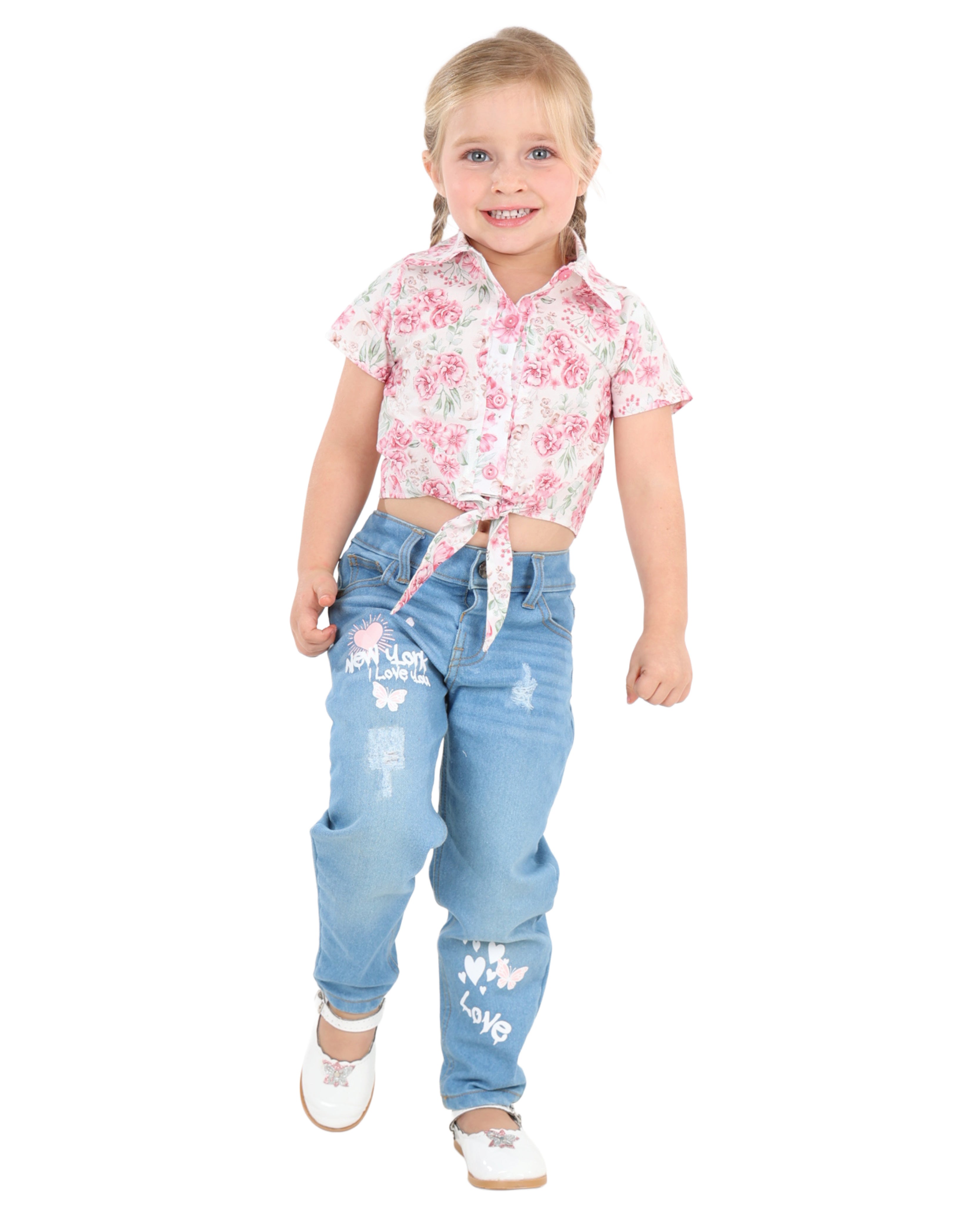 Short Sleeve Tie-Up Front Floral Print Blouse