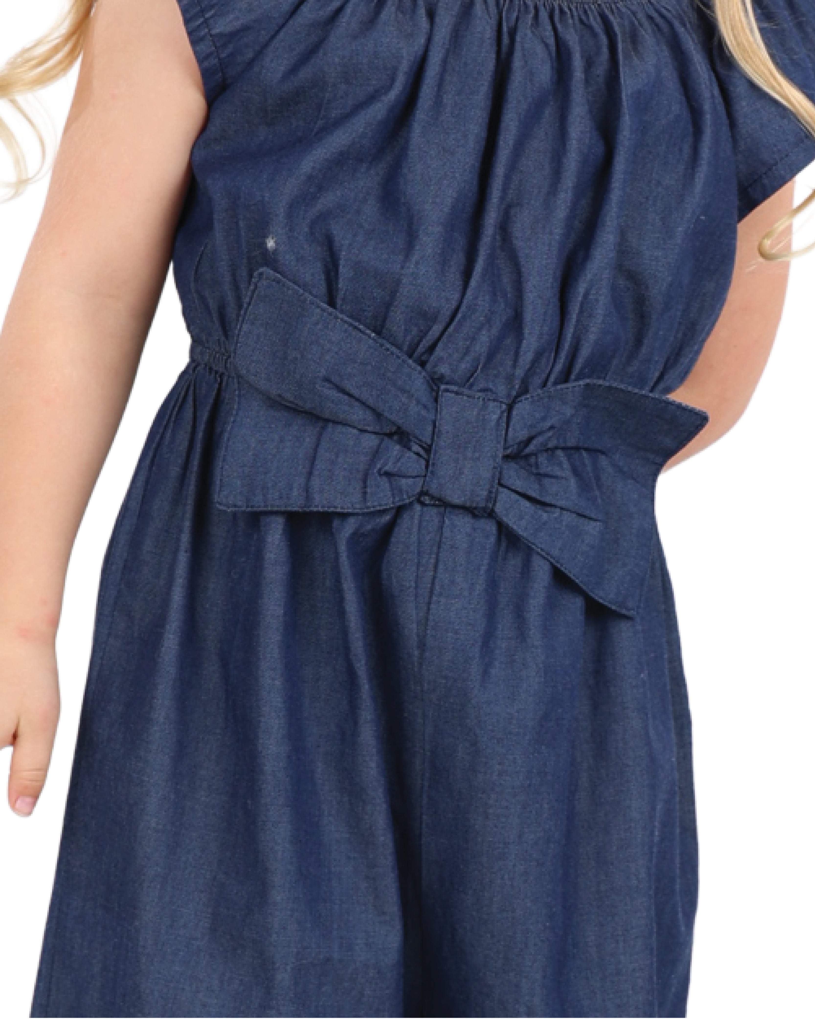 Short Frill Sleeve Bow Detail Jumpsuit