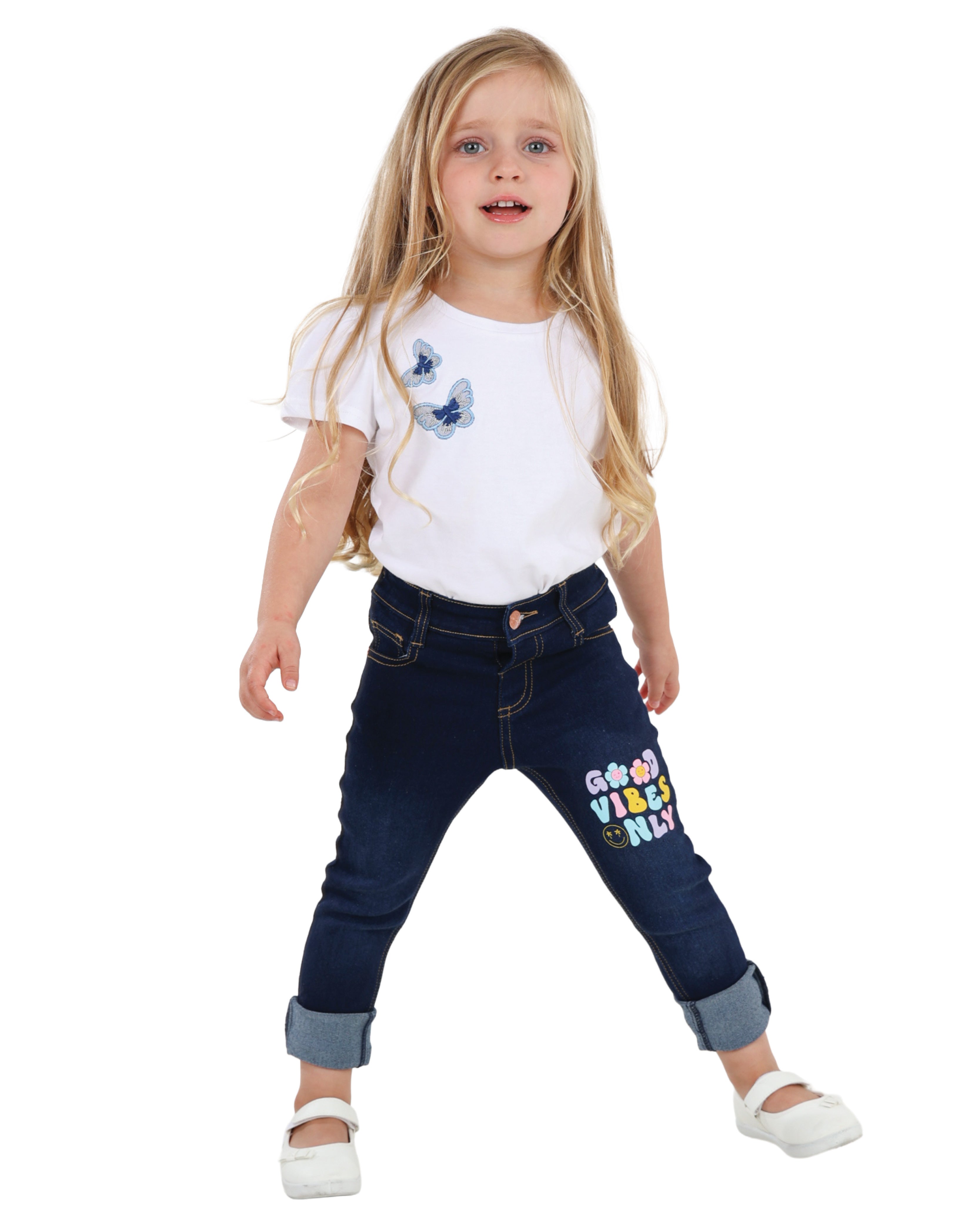 Dark Indigo "Good Vibes" Denim Jeans