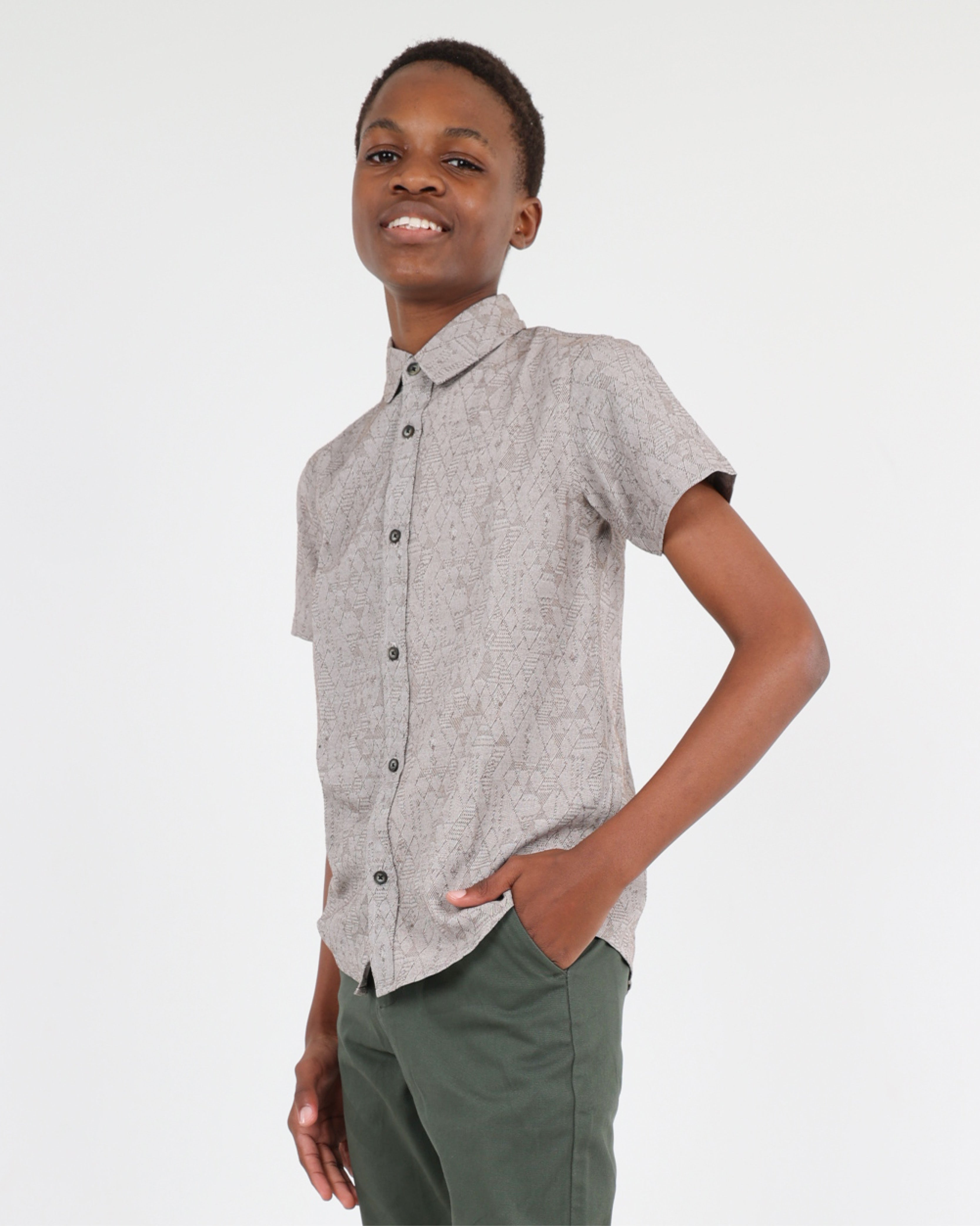 Big Boys Jacquard Short Sleeve Shirt