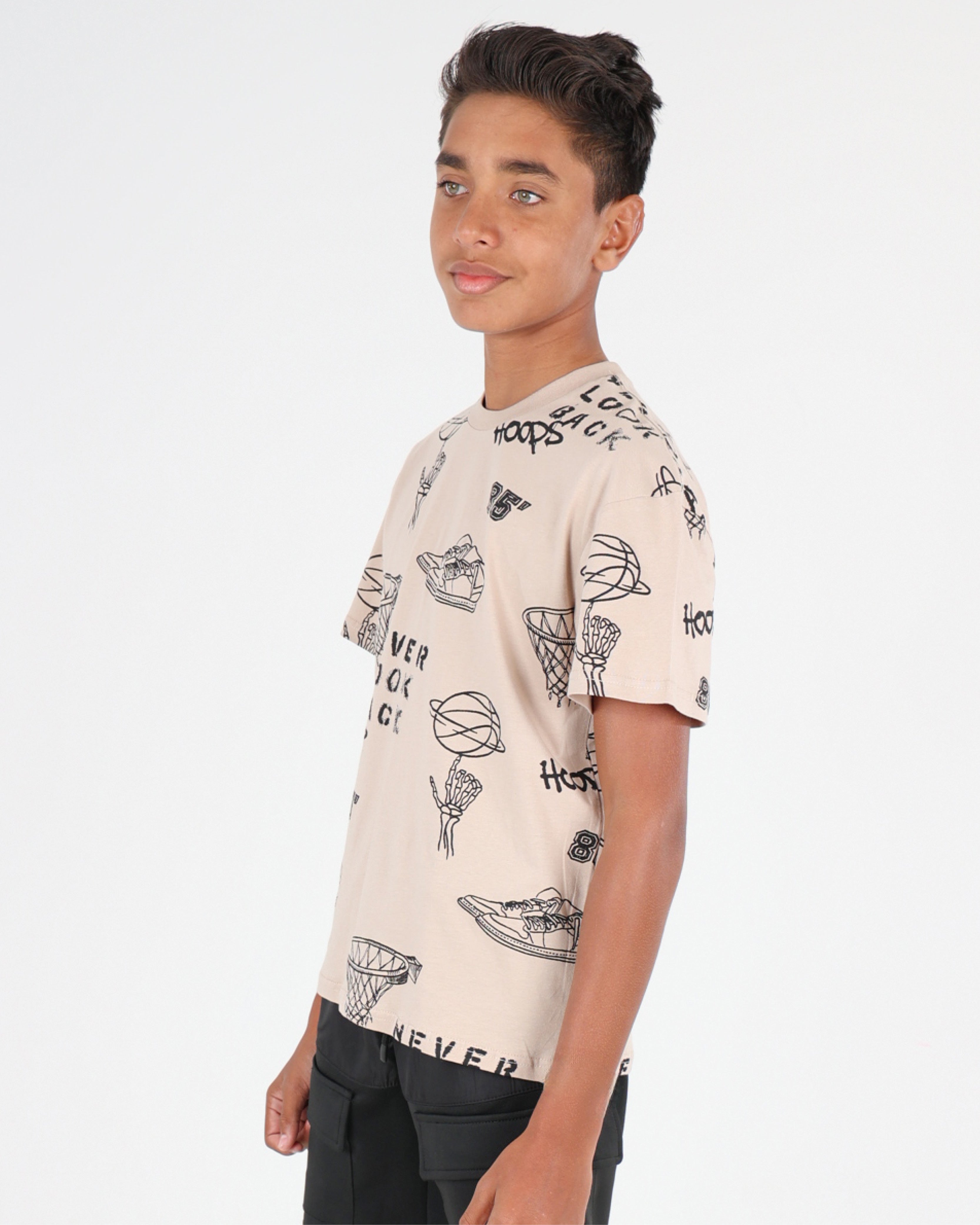 Short Sleeve Basketball Print T-Shirt