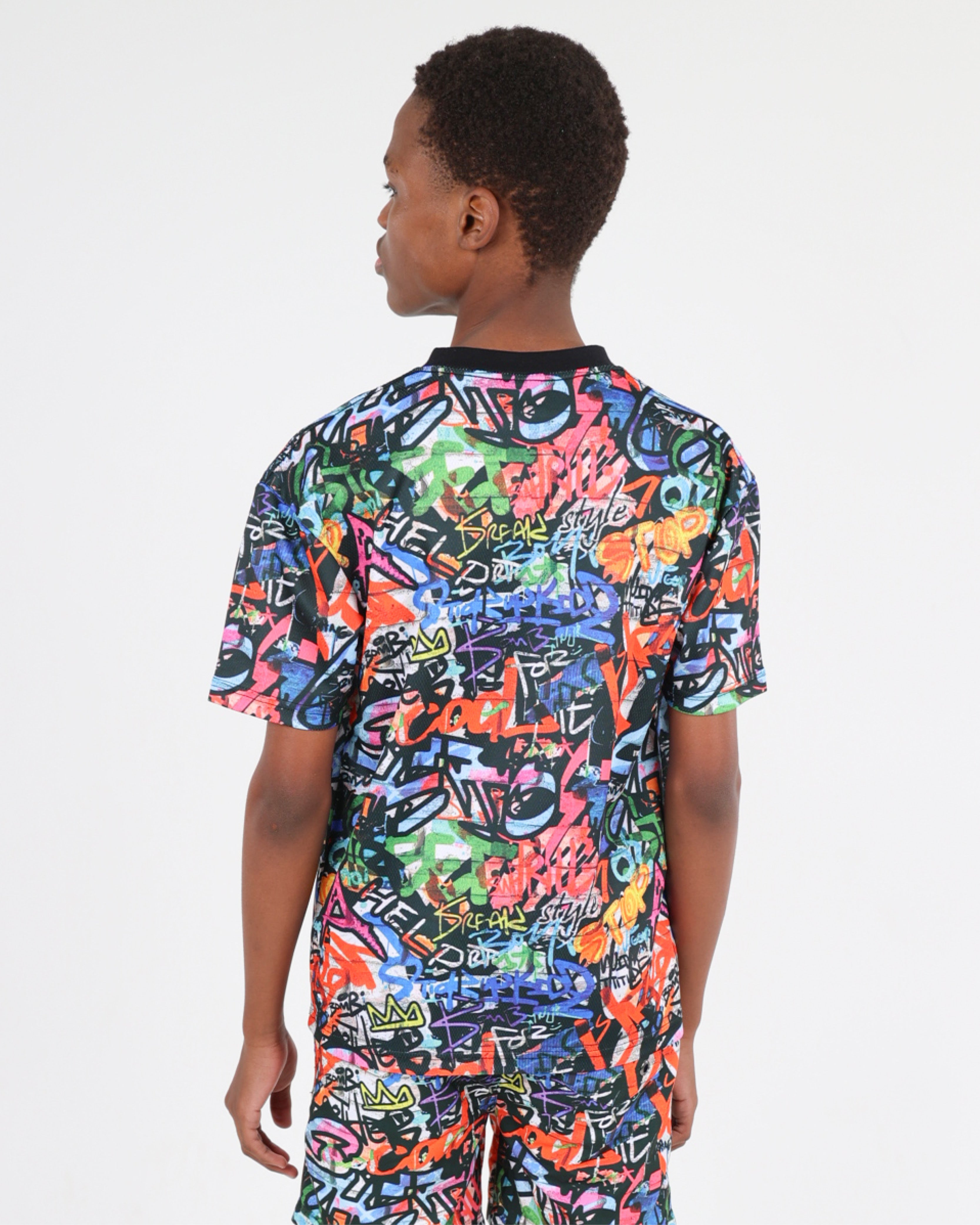 Short Sleeve Graffiti Print Gamer T-Shirt